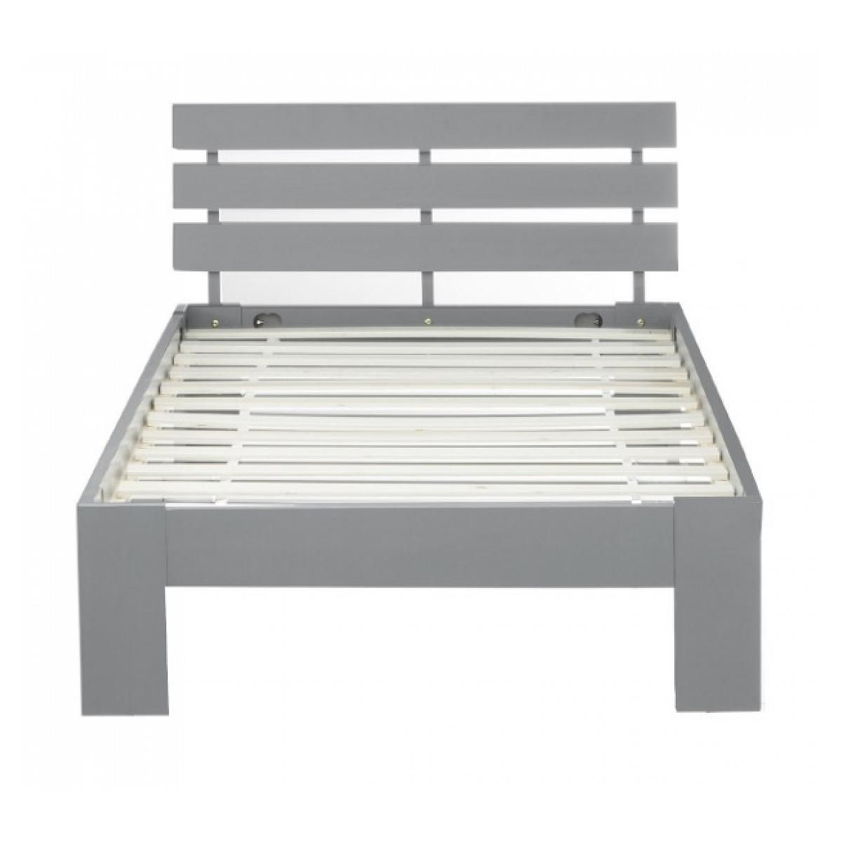 HomeStyle4U Lit simple en bois lit futon 90x200 lit pin gris cadre de lit en bois massif
