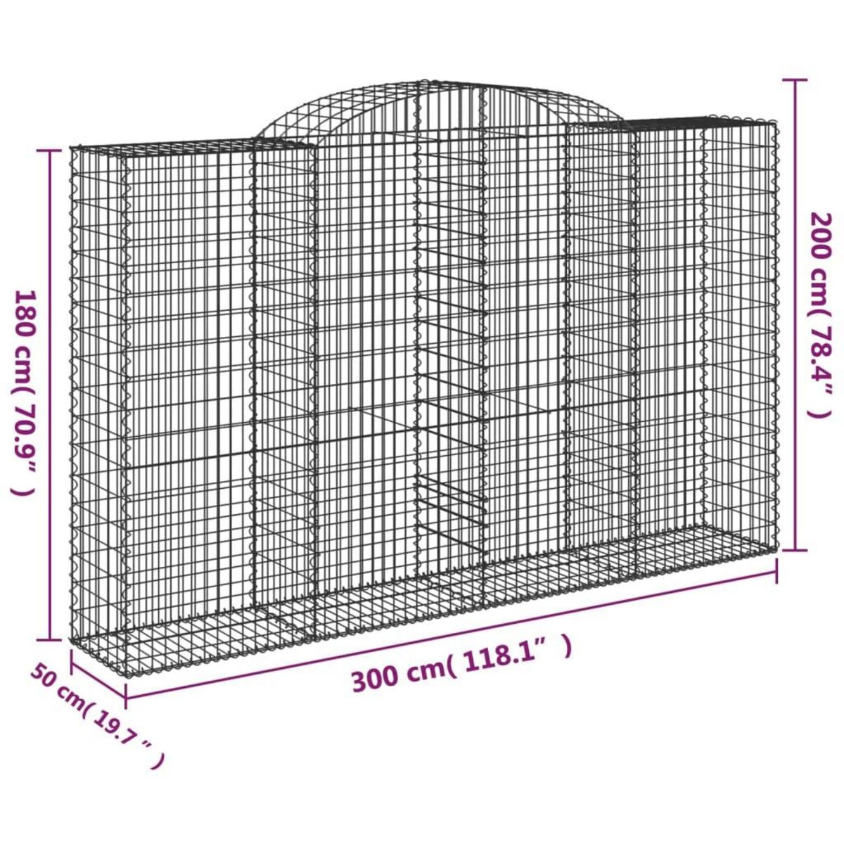 VIDAXL Paniers a gabions arques 25 pcs 300x50x180/200 cm fer galvanise