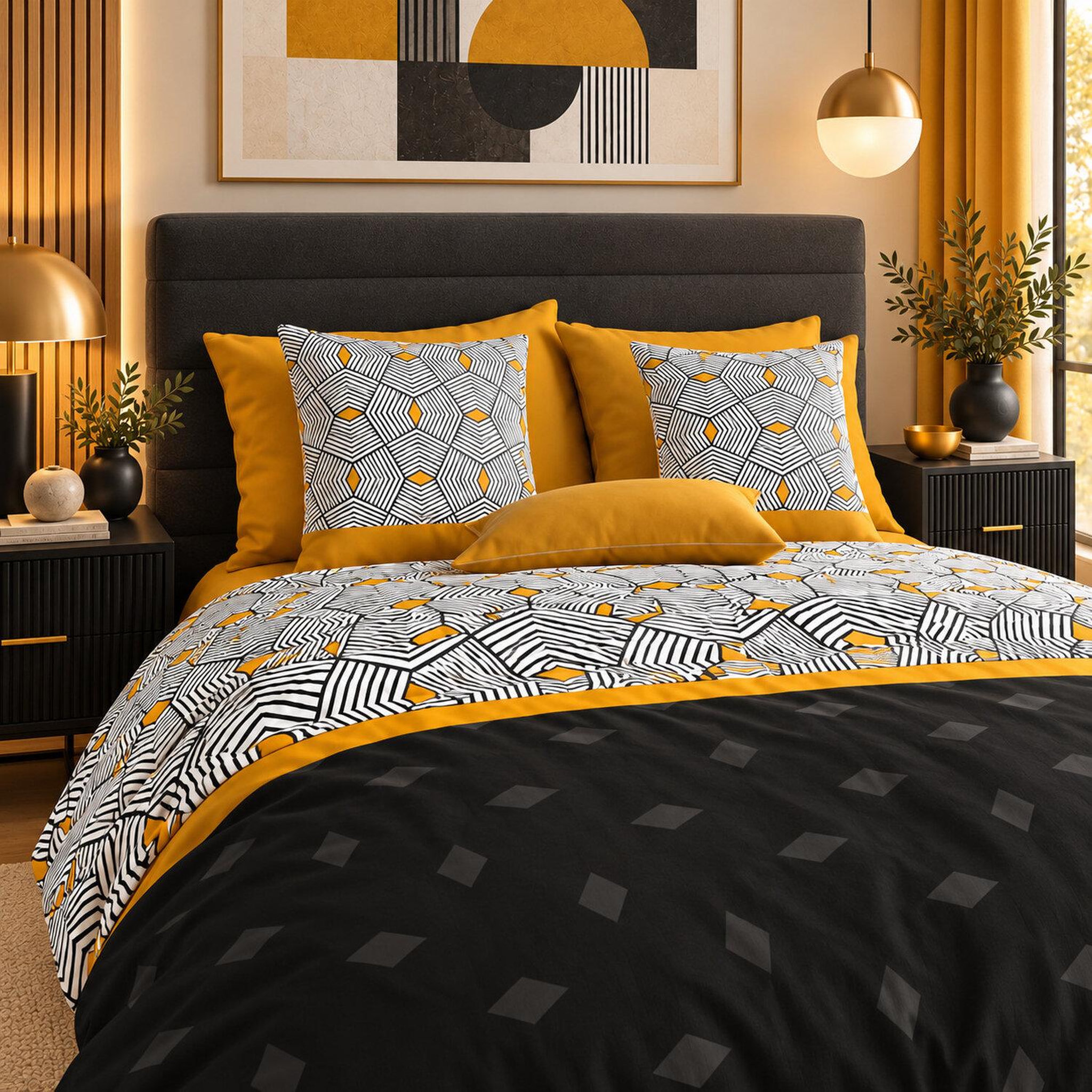 Voir la diapositive 3 : ATELIER DU COTON Parure housse de couette 100%coton 57fils faro