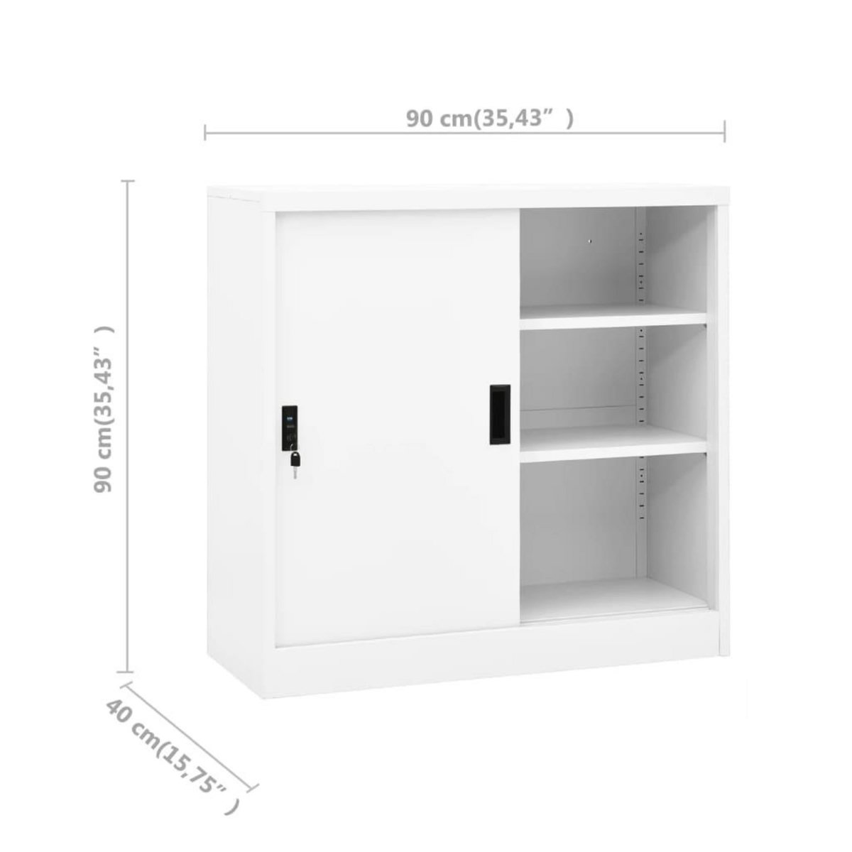 VIDAXL Armoire de bureau avec porte coulissante Blanc 90x40x90cm Acier