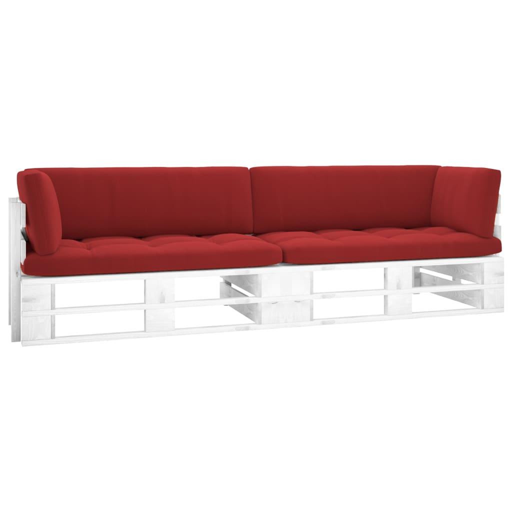VIDAXL Canape palette 2 places avec coussins pin impregne de blanc