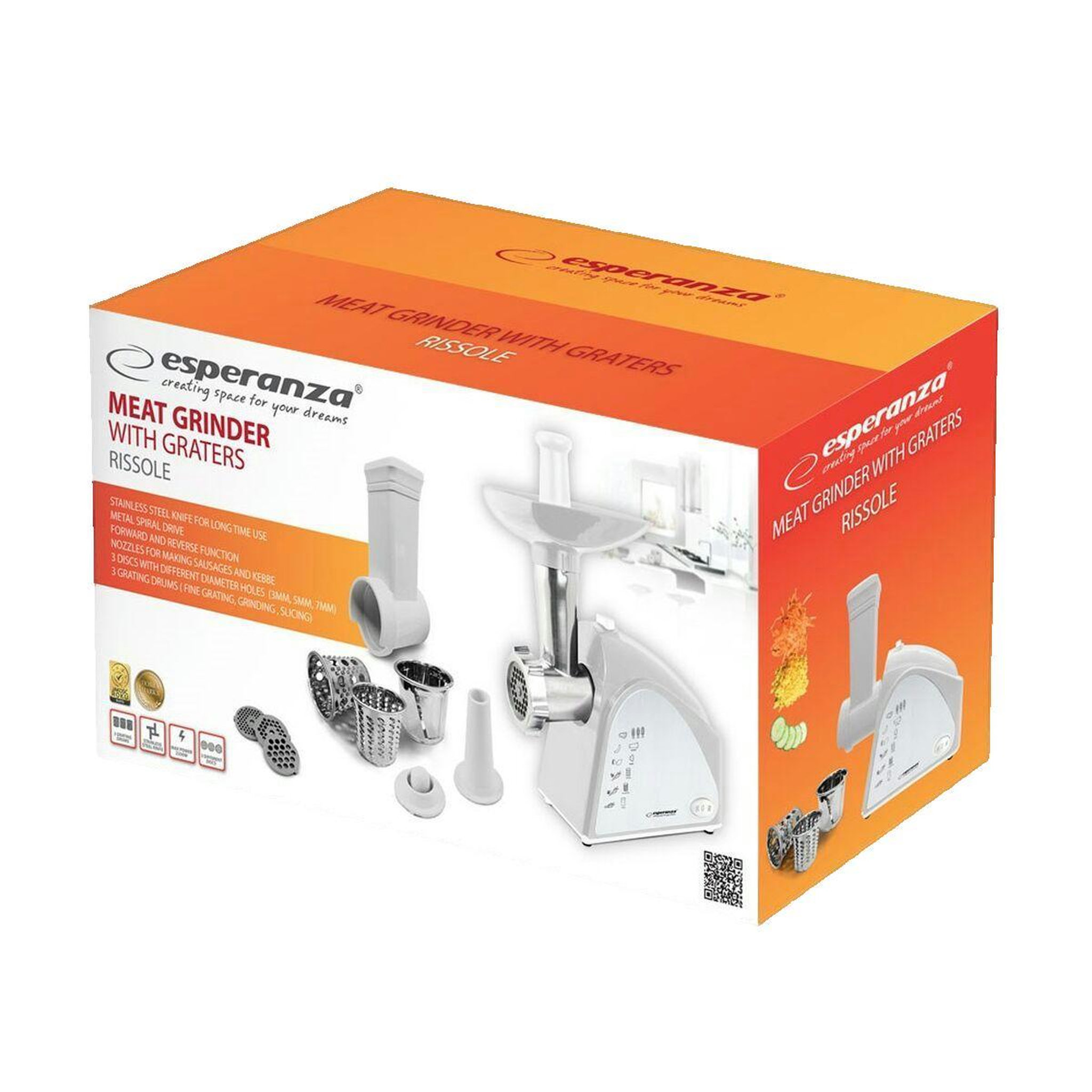 Voir la diapositive 3 : ESPERANZA Hachoir Esperanza EKM034 2200 W gris et blanc