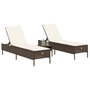Voir la diapositive 3 : VIDAXL Chaises longues avec coussins lot de 2 marron resine tressee