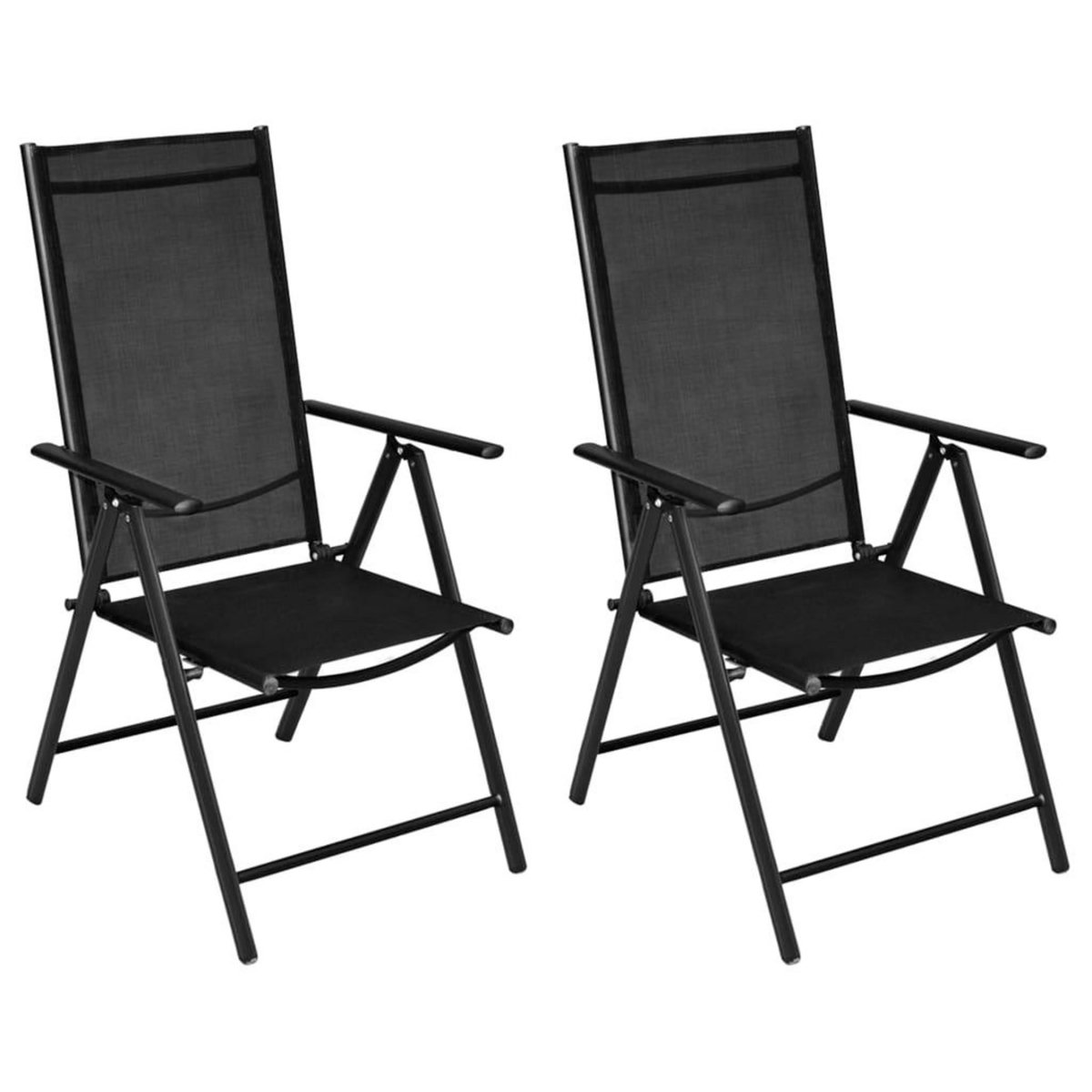 VIDAXL Chaises pliables de jardin lot de 2 Aluminium et textilene Noir
