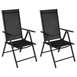 VIDAXL Chaises pliables de jardin lot de 2 Aluminium et textilene Noir