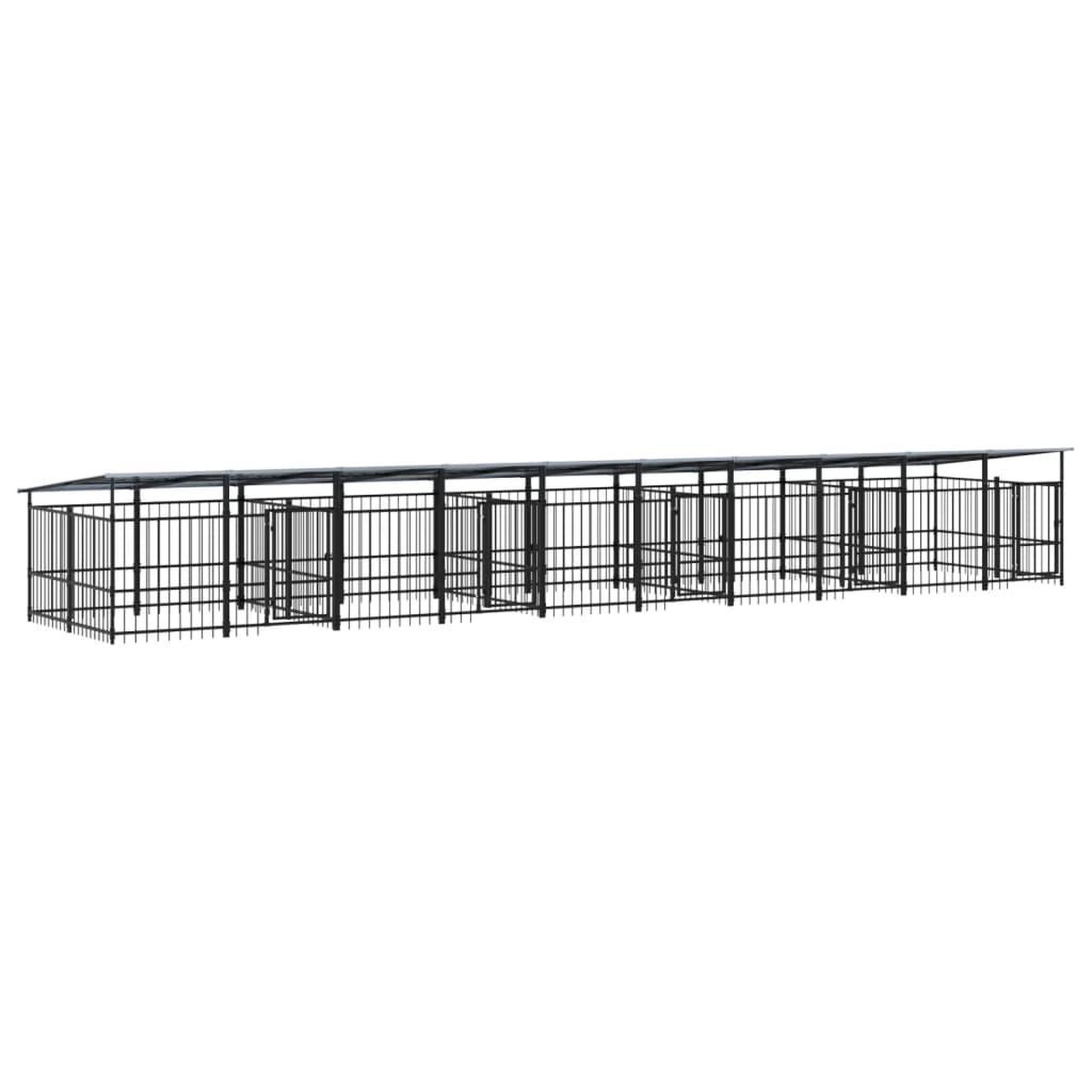 Voir la diapositive 2 : VIDAXL Chenil d'exterieur avec toit pour chiens Acier 18,77 m²