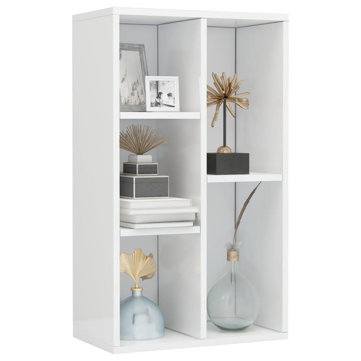 VIDAXL Bibliotheque/buffet blanc brillant 50x25x80cm Bois d'ingenierie