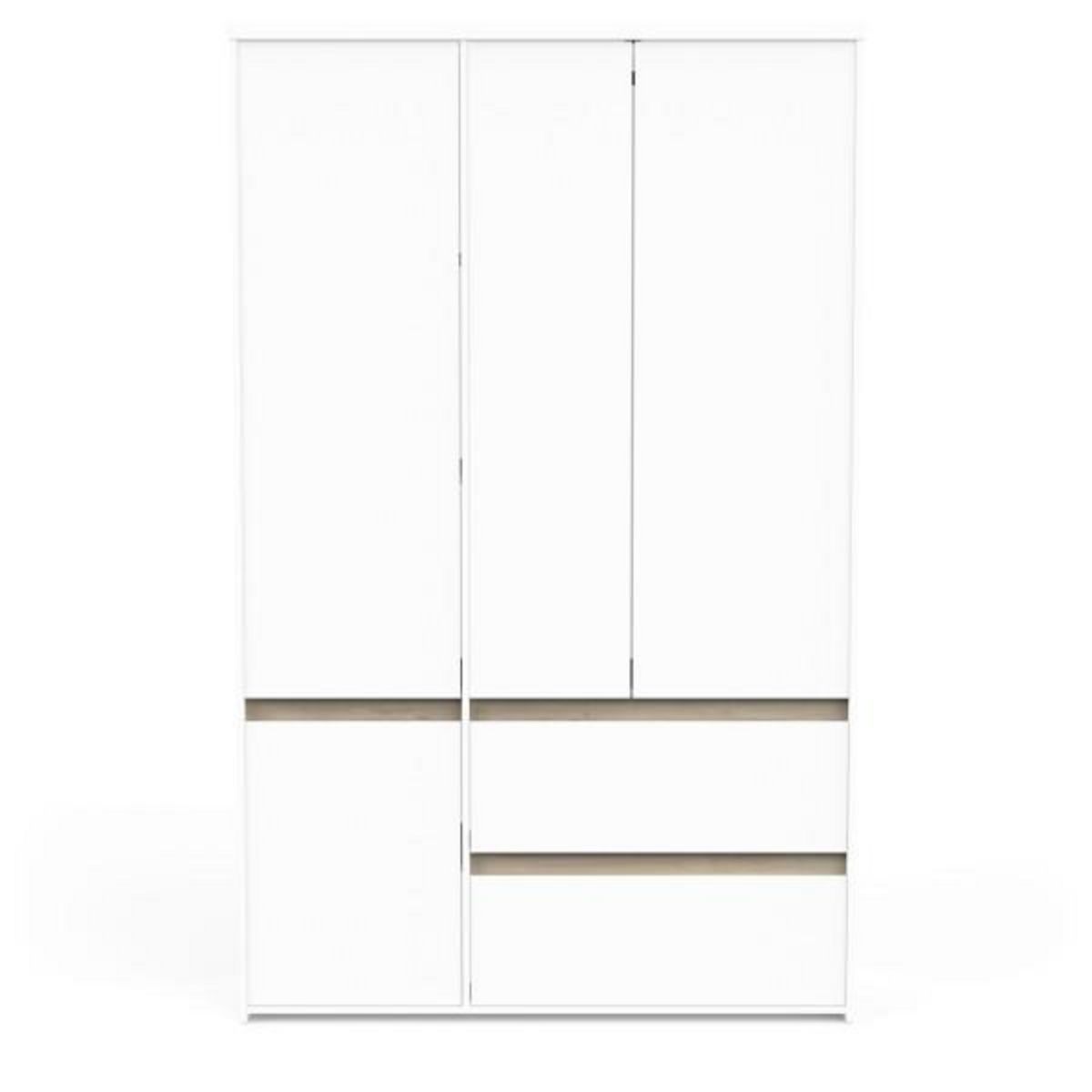 Demeyere Armoire de chambre - CLYDE - Chene Kronberg / Blanc - 4 portes - 138,2 x 50 x 220,5 cm