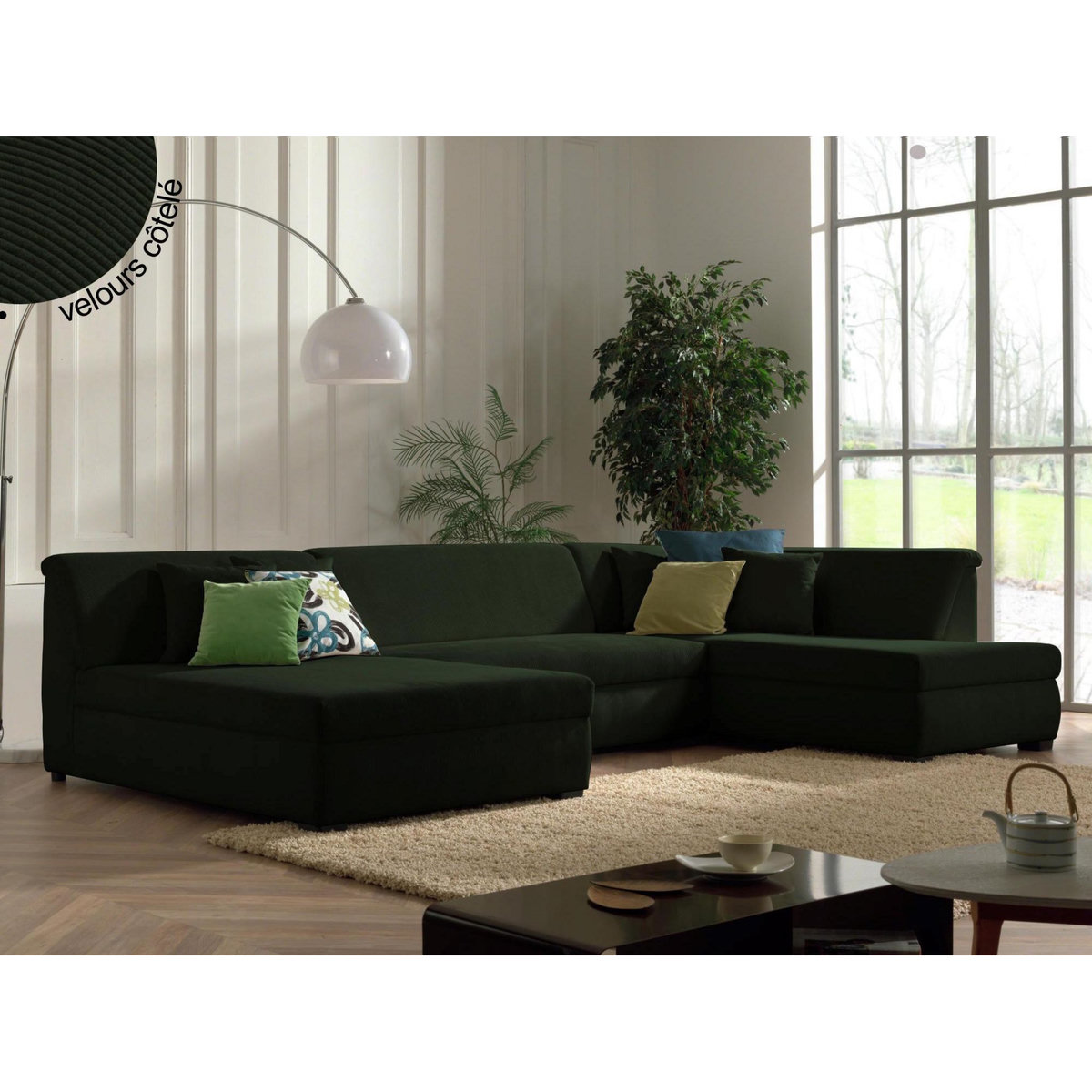 LISA DESIGN Malcom - canapé panoramique d'angle droit - en velours côtelé