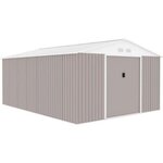 MARKET24 SATURNE Abri de jardin en métal 15,16 m² - 340 x 446 x 210 - Kit d'ancrage inclus, 2 portes coulissantes - Taupe