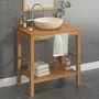 VIDAXL Armoire de toilette en teck solide avec lavabo en marbre Creme