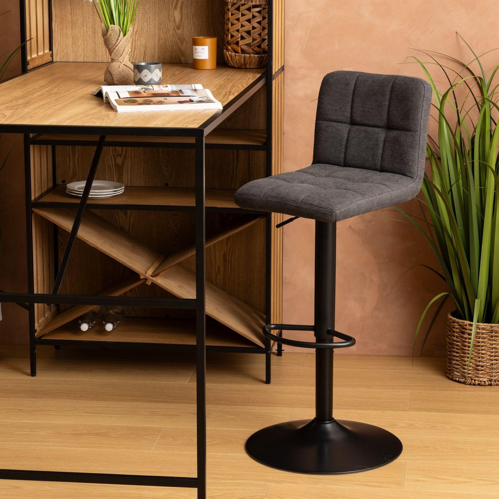 Voir la diapositive 2 : TOILINUX Lot de 2 chaises de bar en tissu delek