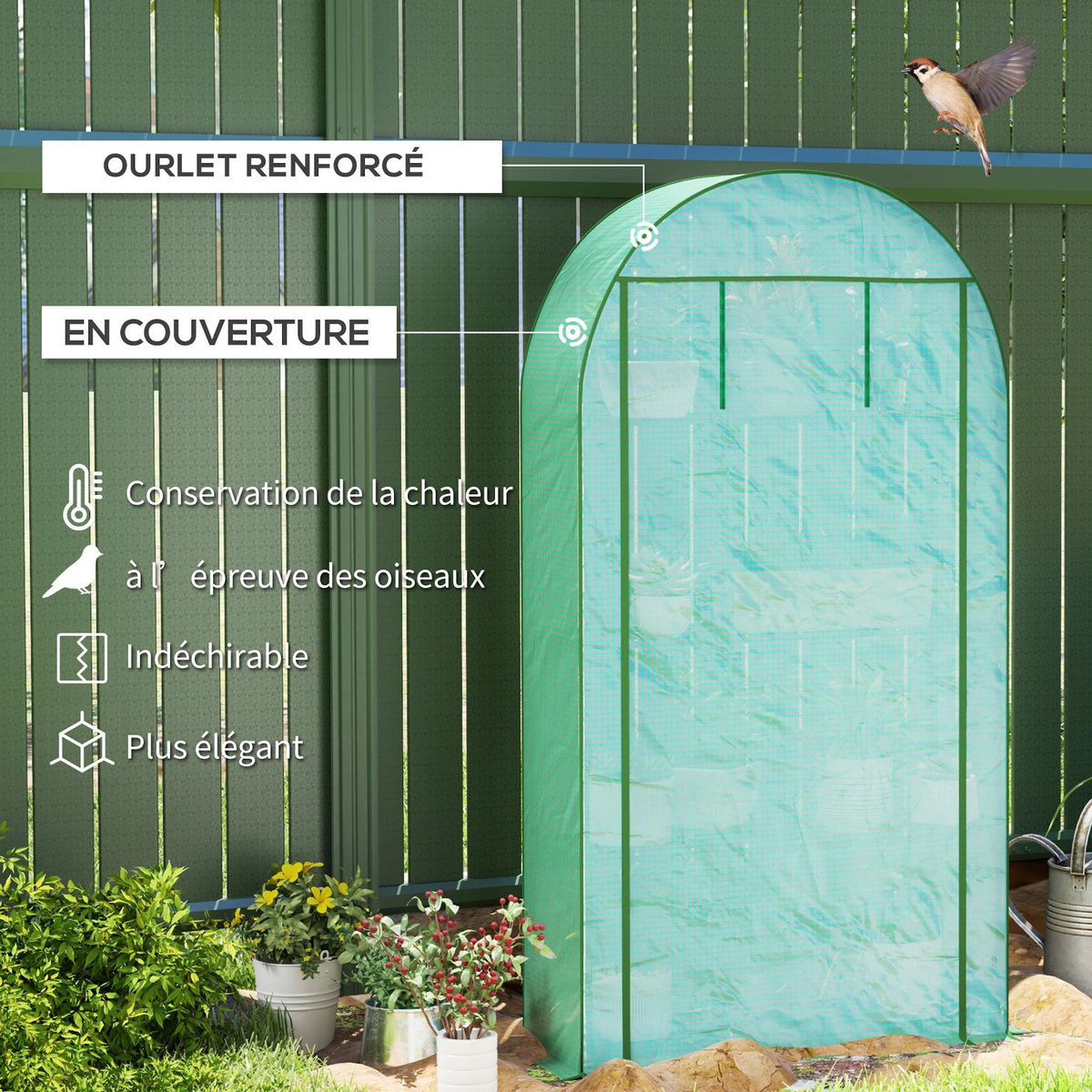 OUTSUNNY Serre de balcon jardin 4 étagères 105 x 45 x 160 cm vert