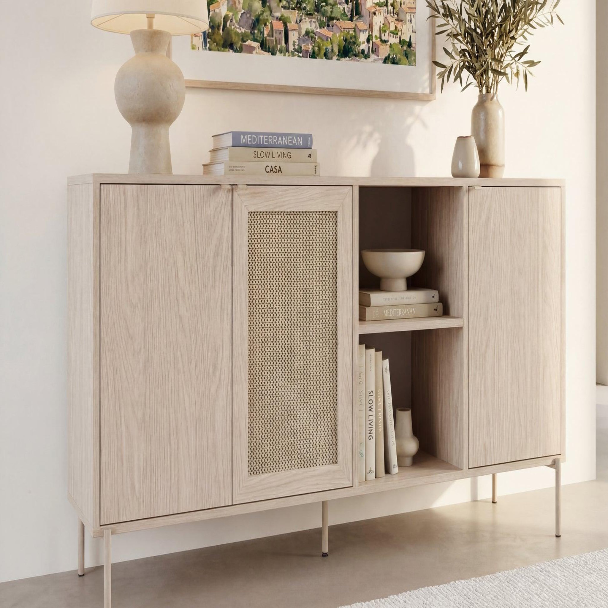 Voir la diapositive 3 : CASANOVA PARIS Vira - buffet 164cm en mélamine beige