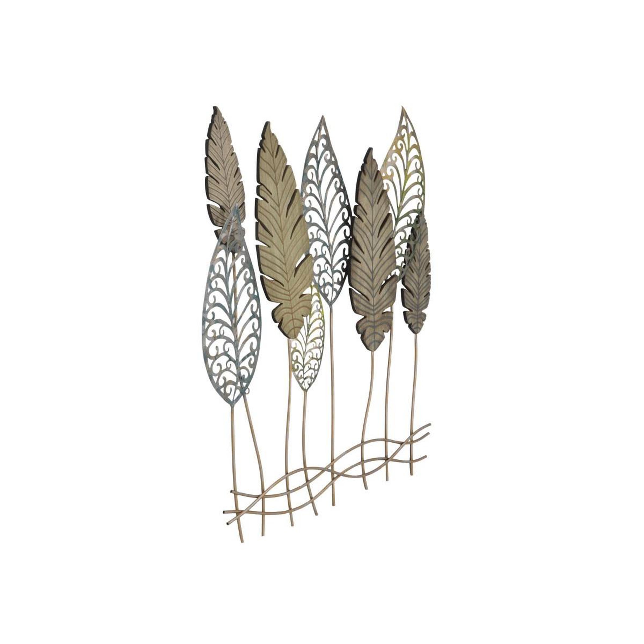 Voir la diapositive 2 : Paris Prix Déco murale en métal  foglie  87cm argent & or