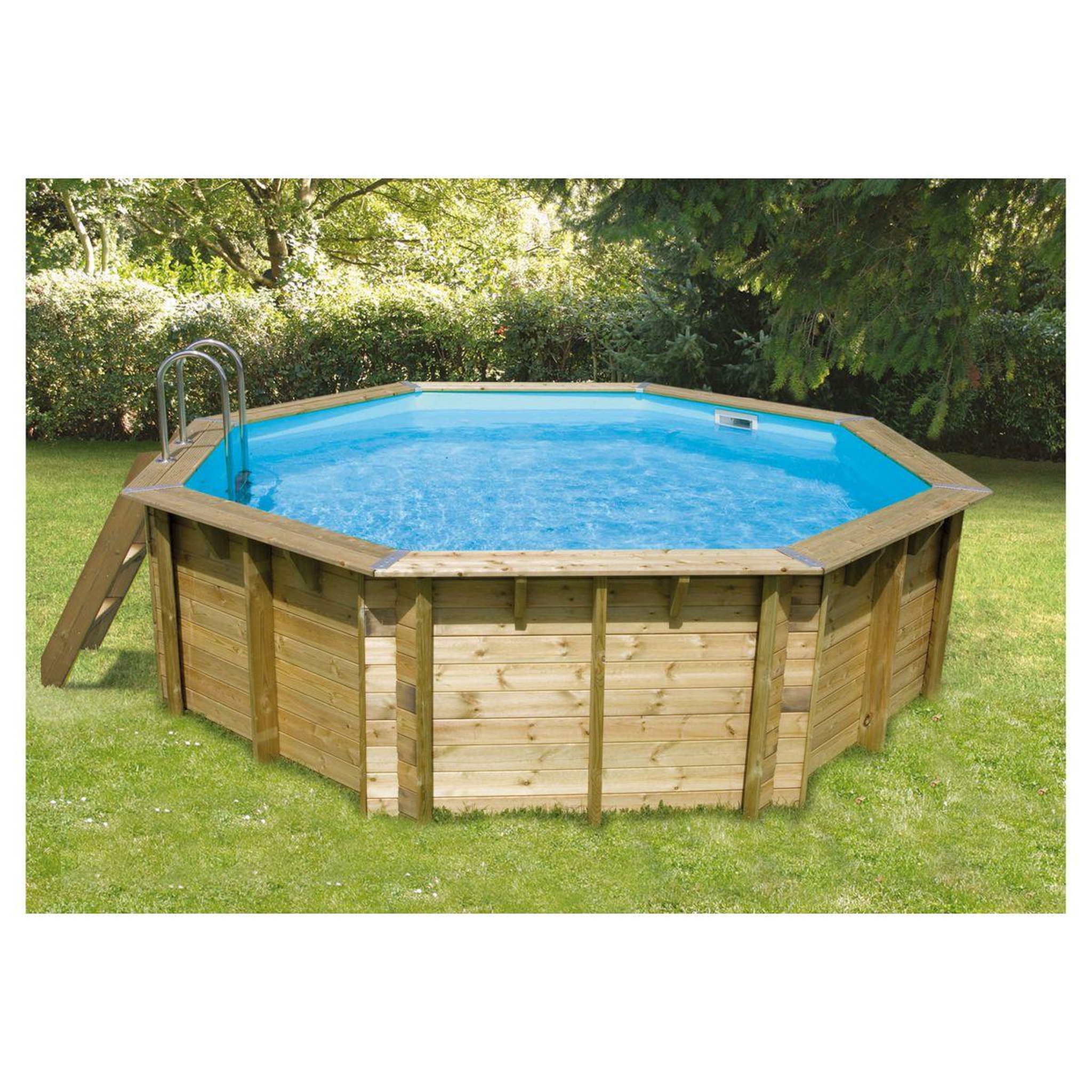 Voir la diapositive 2 : UBBINK Piscine hors so lbois octogonale  - 430x120cm - Liner Bleu -OCEA