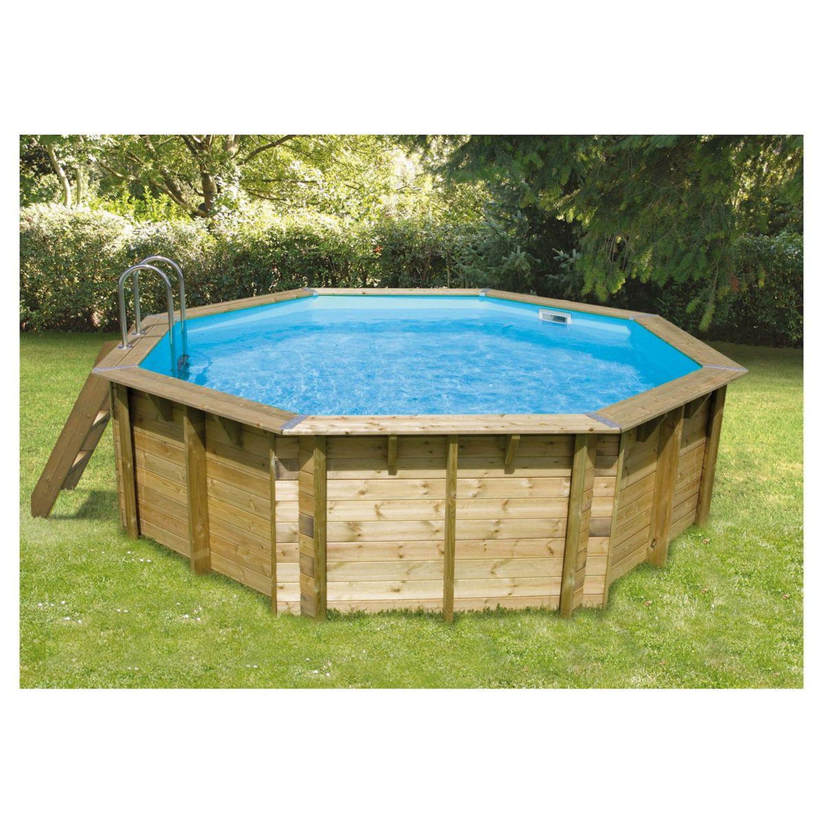 UBBINK Piscine hors so lbois octogonale  - 430x120cm - Liner Bleu -OCEA