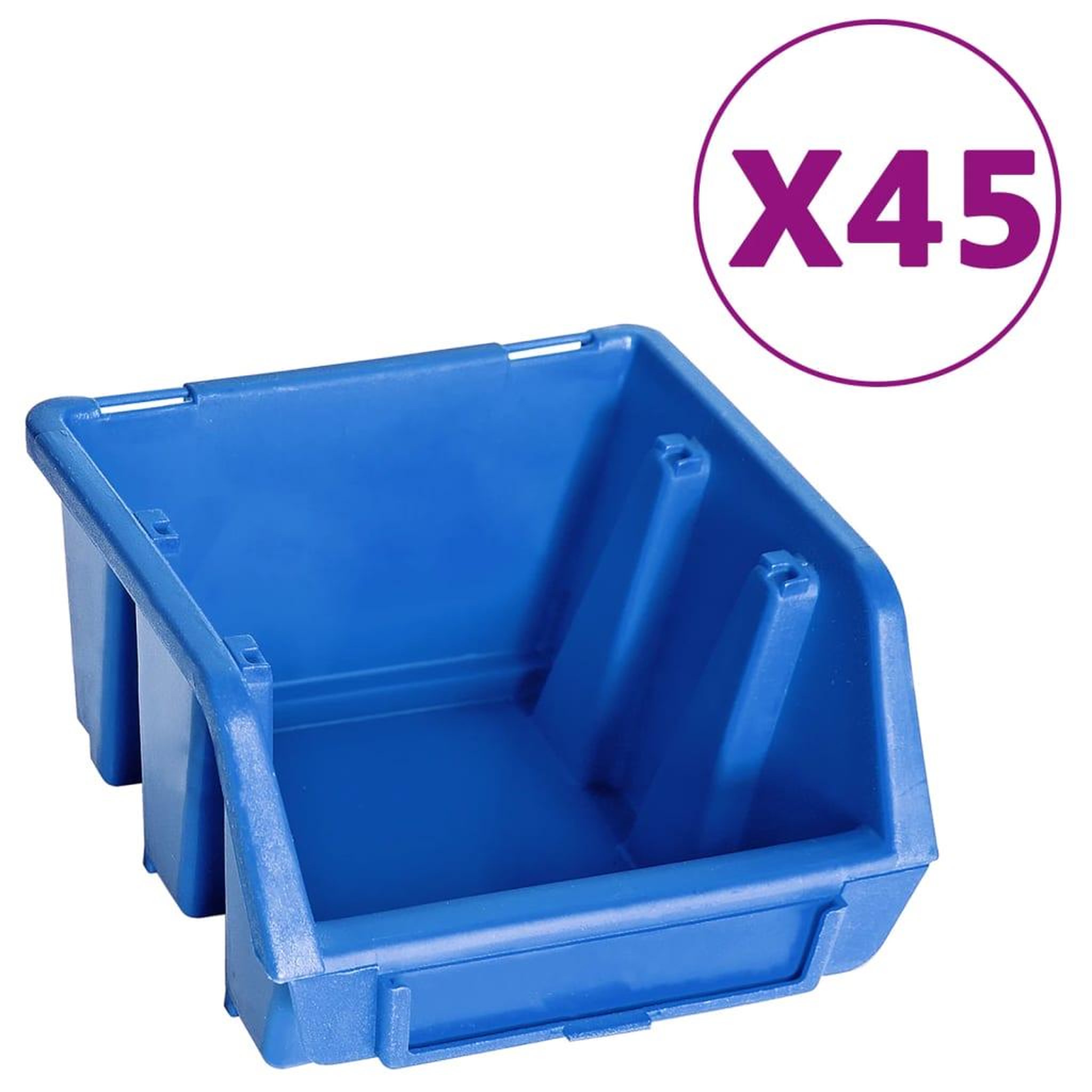 Voir la diapositive 2 : VIDAXL Kit de bacs de stockage et panneaux muraux 48 pcs Bleu et noir