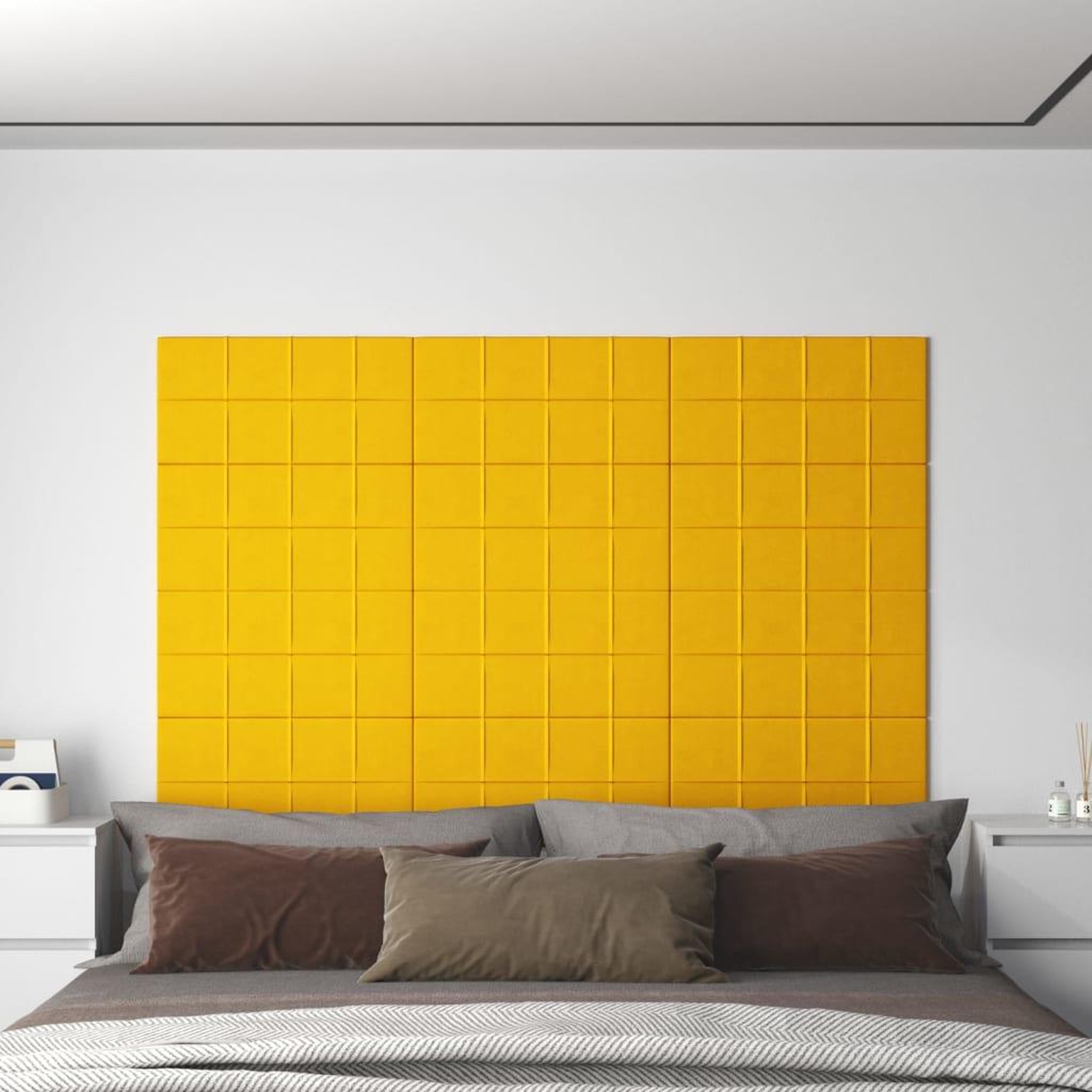 Voir la diapositive 1 : VIDAXL Panneaux muraux 12 pcs Jaune 60x30 cm Velours 2,16 m^2