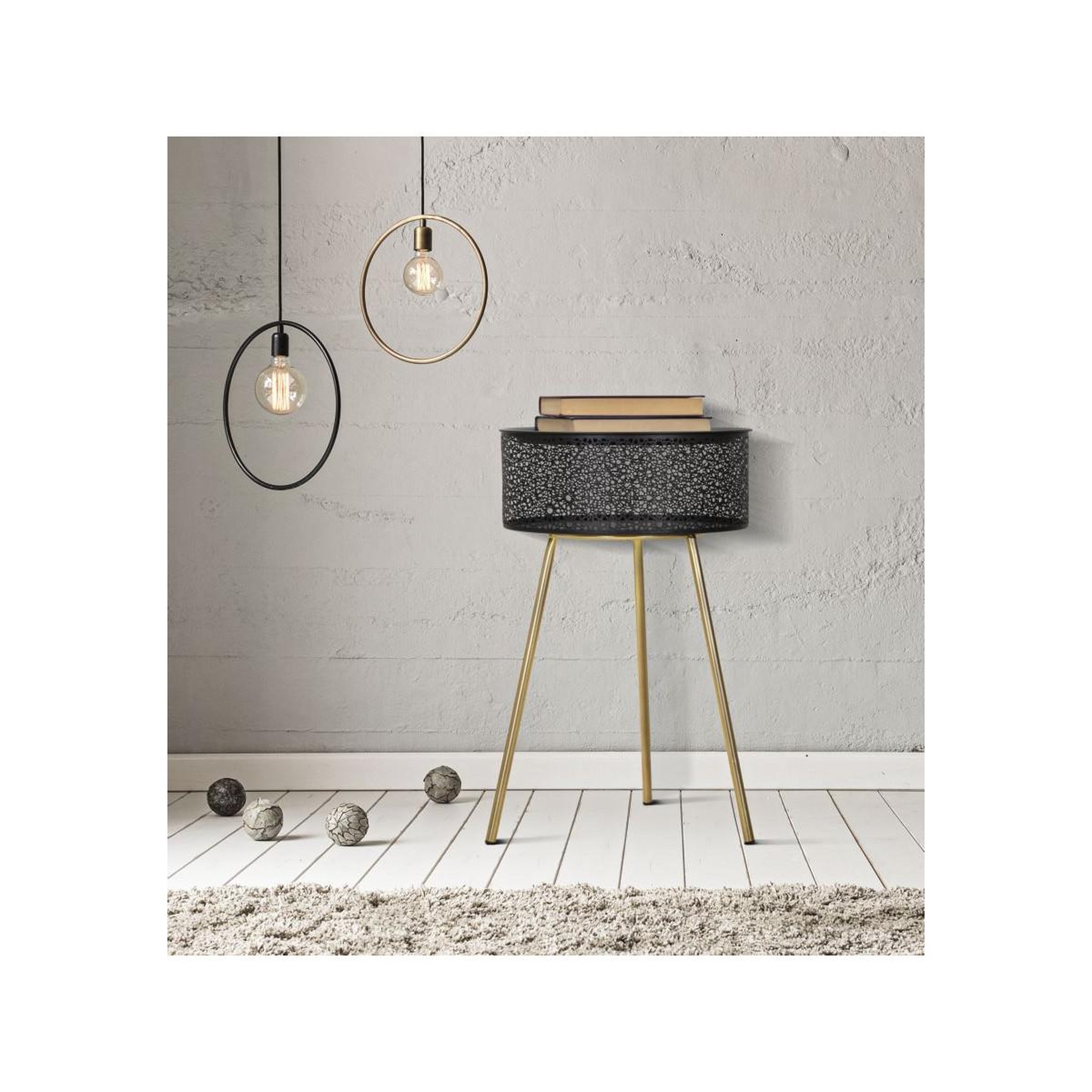 Voir la diapositive 4 : Paris Prix Table d'appoint avec rangement  blacky  65cm noir & or