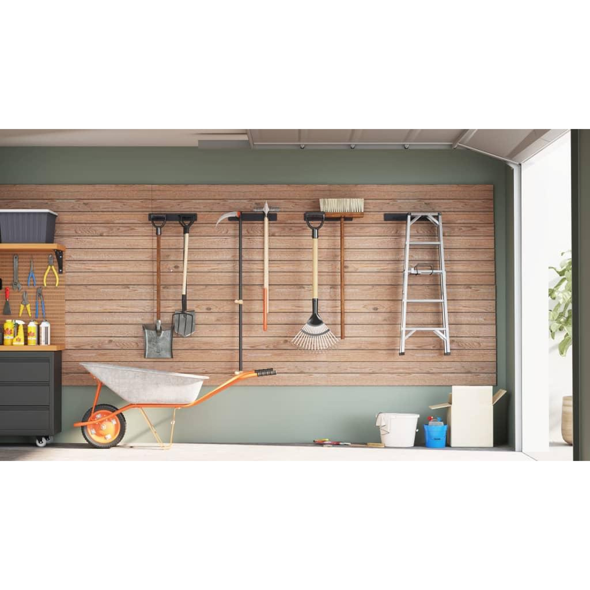 Voir la diapositive 3 : VIDAXL Supports muraux pour outils de jardin 4 pcs noir acier