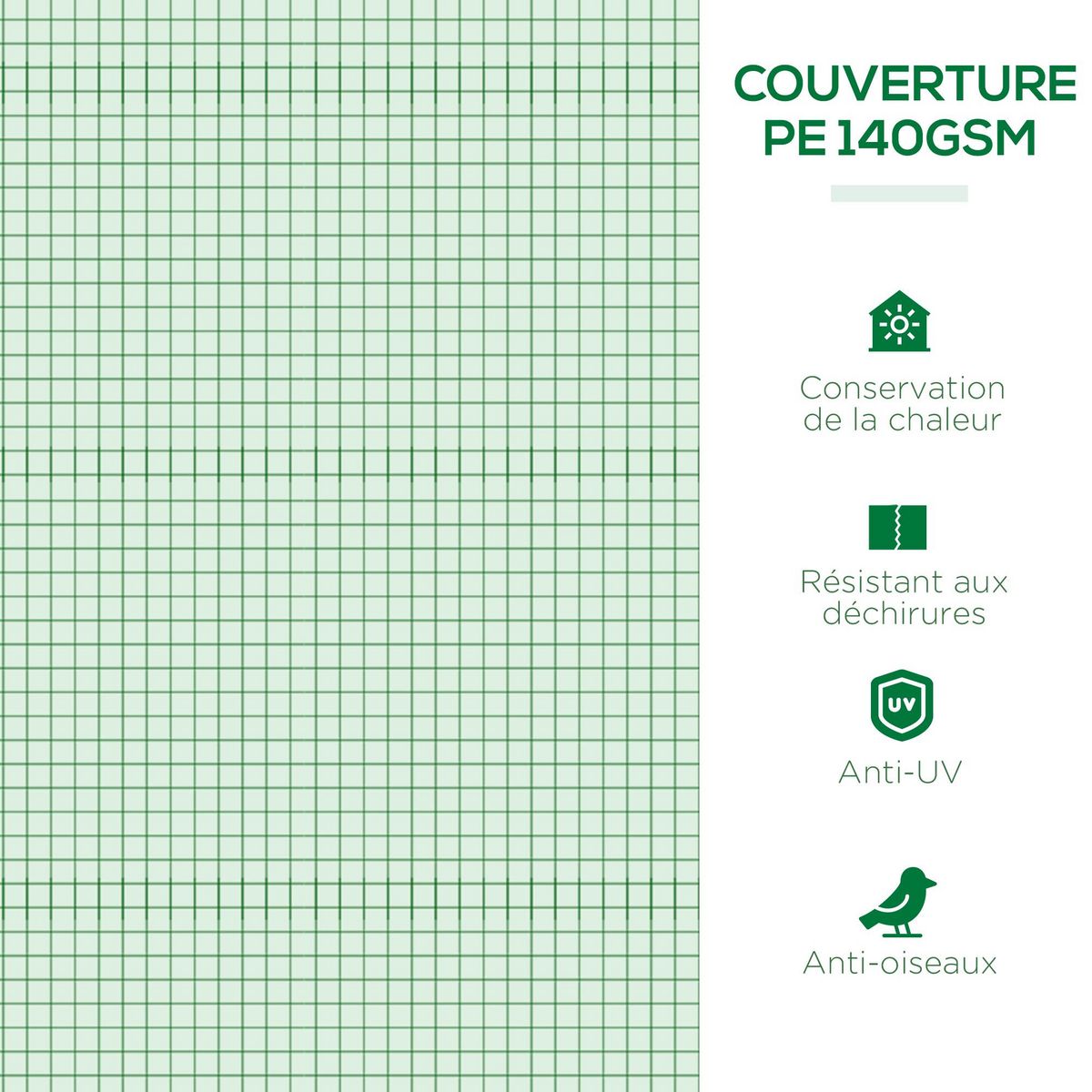 OUTSUNNY Mini serre de jardin serre à tomates dim. 300L x 80l x 45H cm acier PE 5 fenêtres zippées enroulables vert