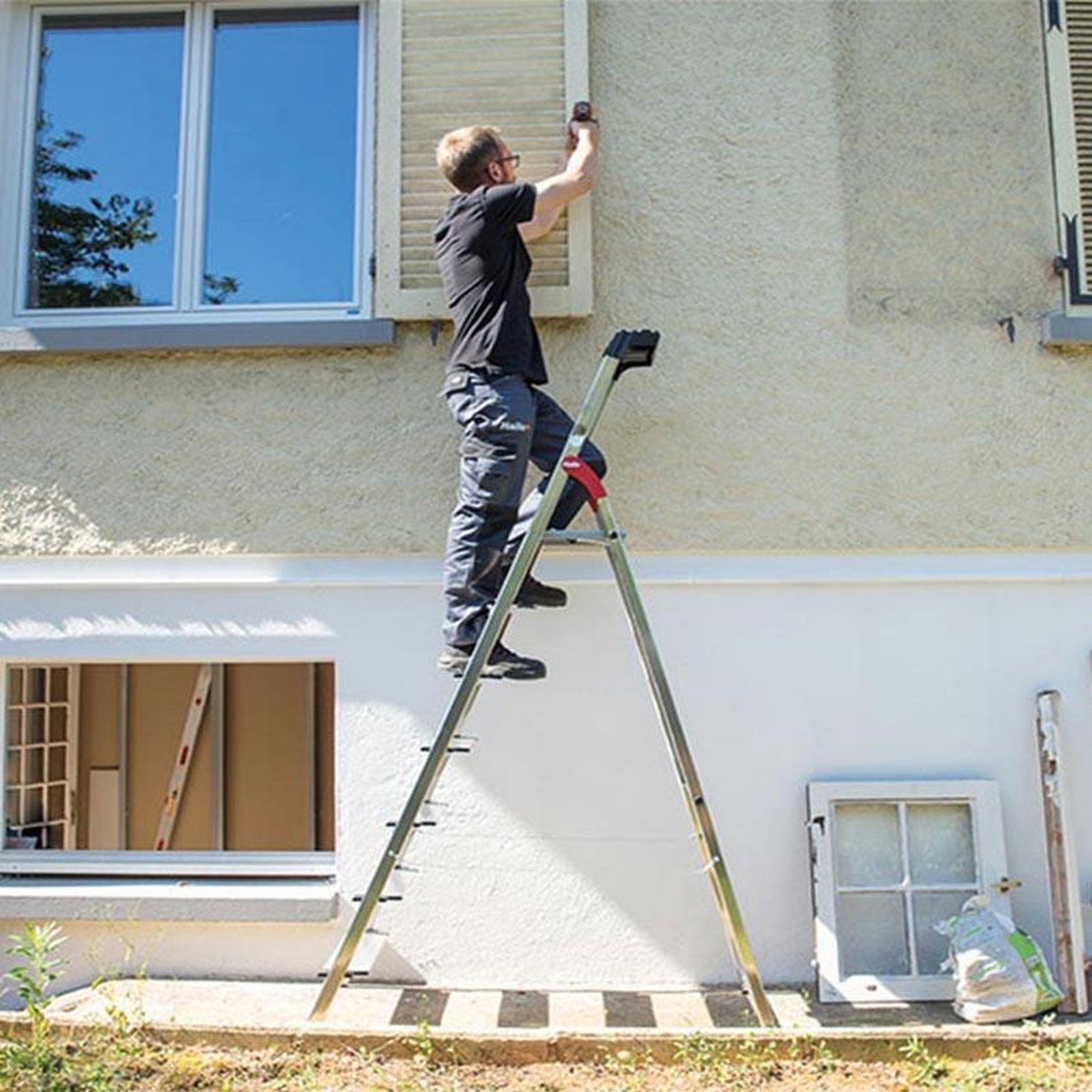 Voir la diapositive 4 : HAILO Rails jardin + escabeau 7 marches extra larges profistep xxl