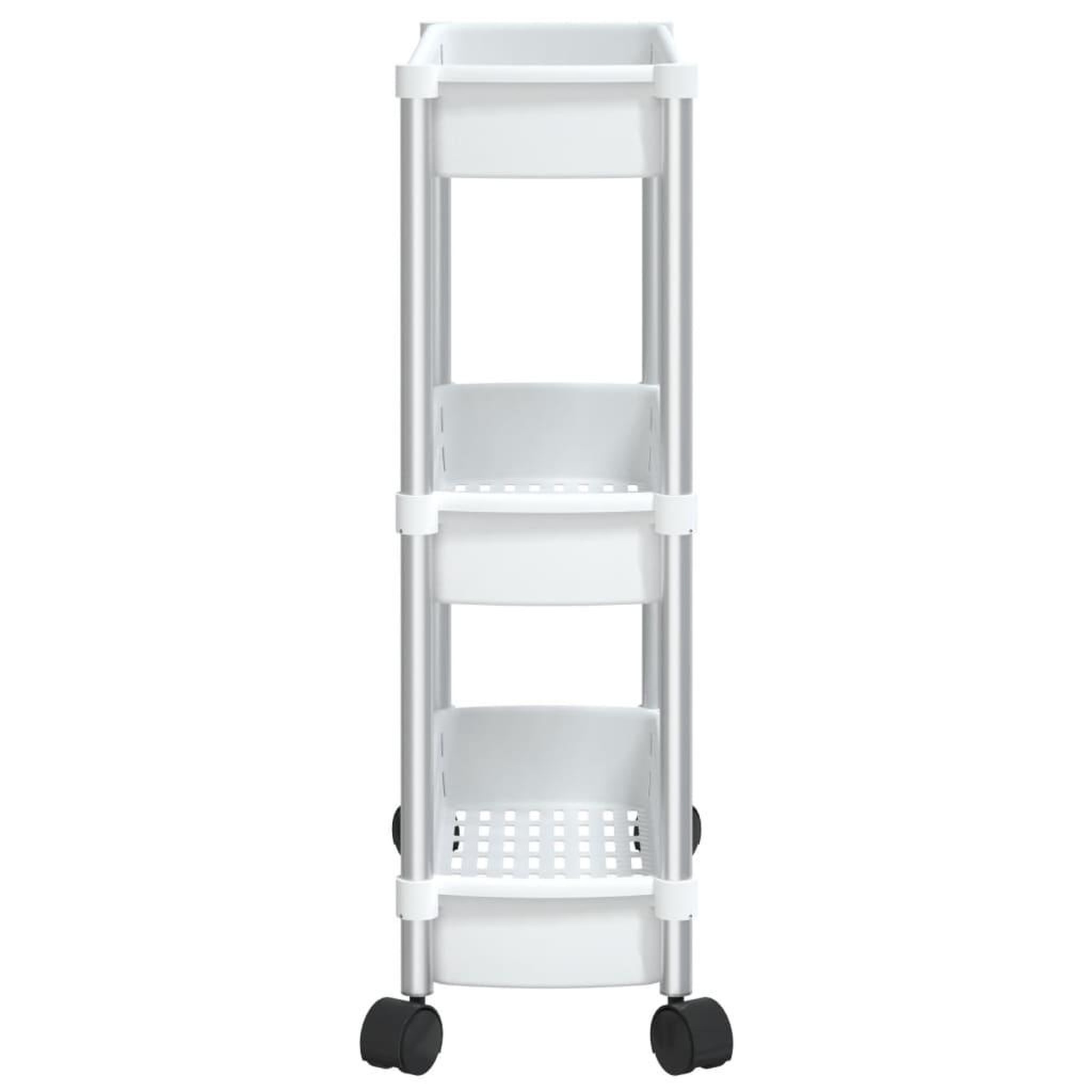 Voir la diapositive 4 : VIDAXL Chariot de rangement a 3 niveaux Argente et blanc Aluminium