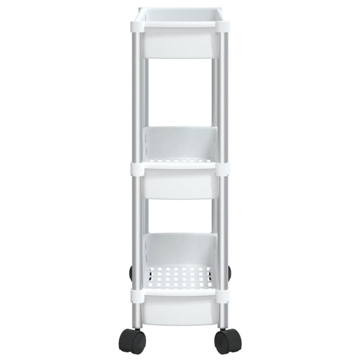 VIDAXL Chariot de rangement a 3 niveaux Argente et blanc Aluminium