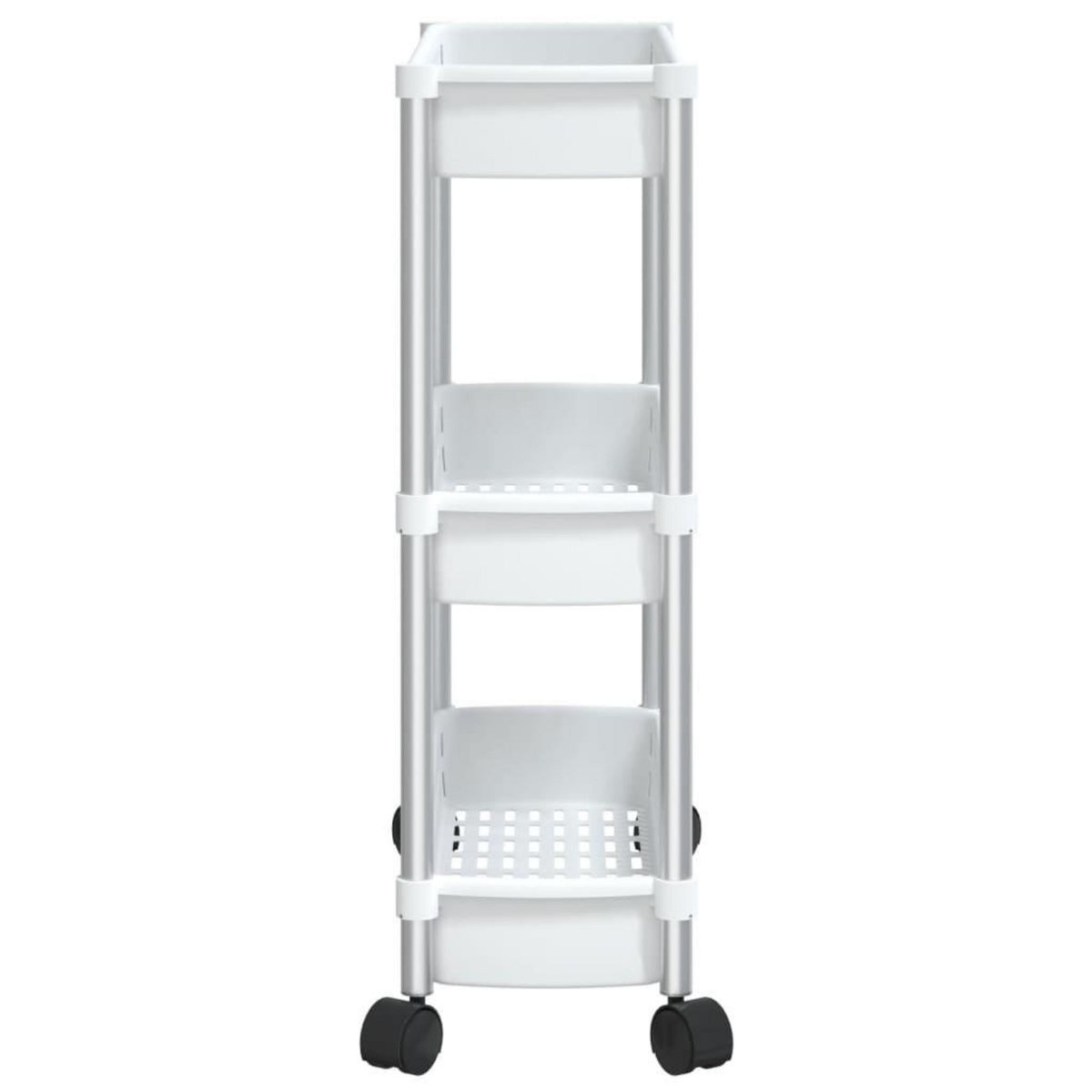 VIDAXL Chariot de rangement a 3 niveaux Argente et blanc Aluminium