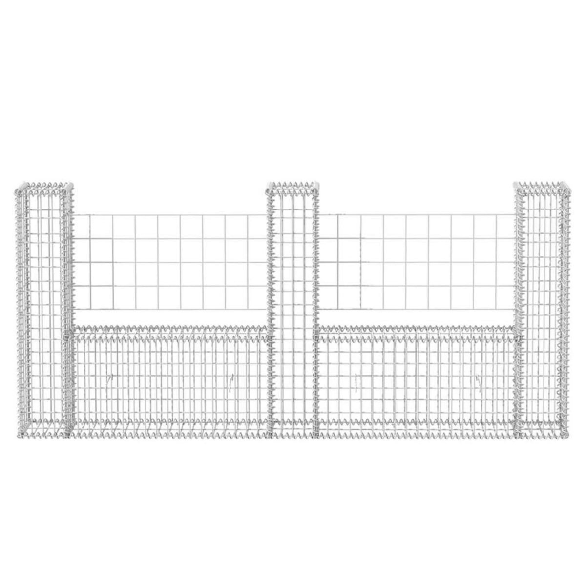 VIDAXL Panier de gabion en forme de U Acier galvanise 240x20x100 cm