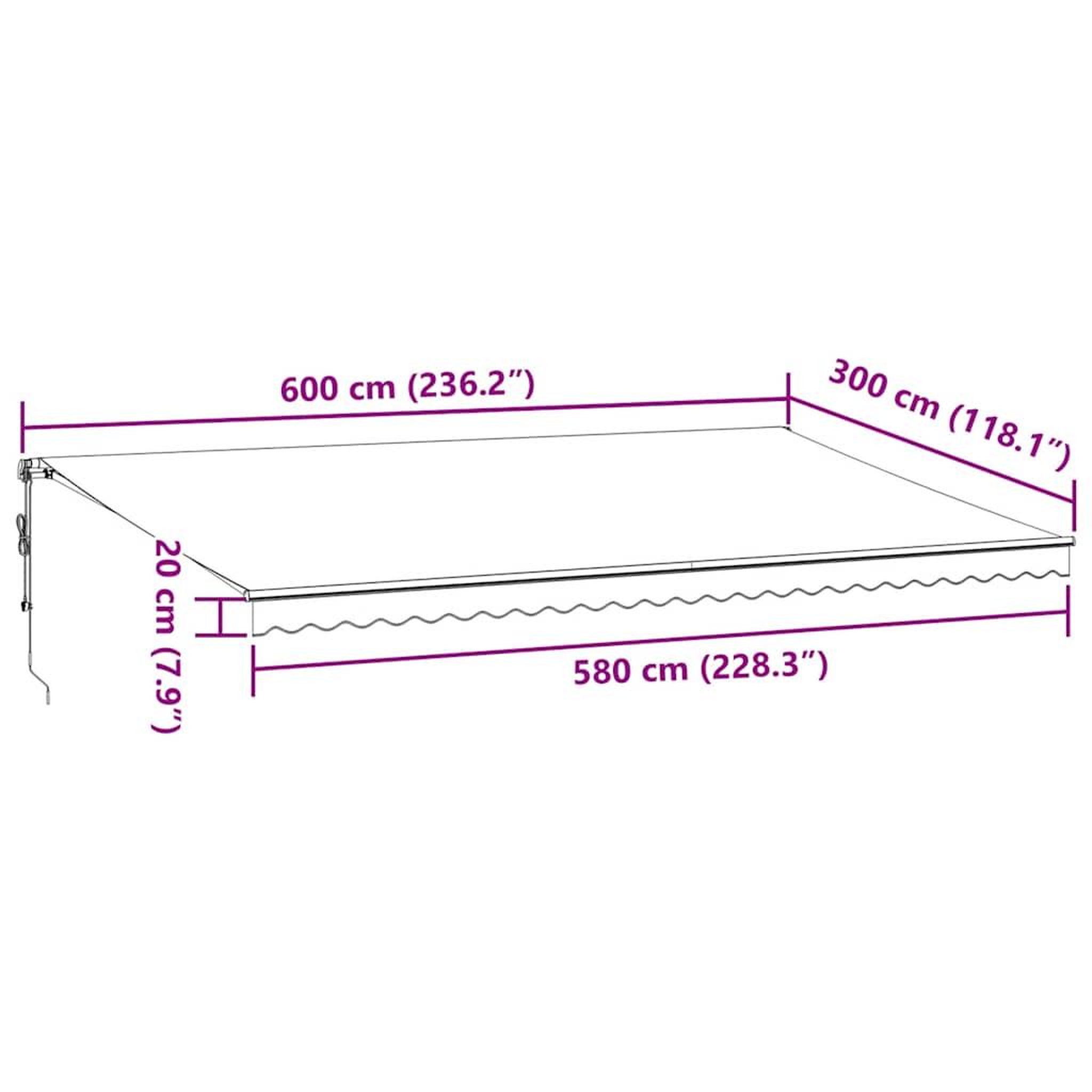 Voir la diapositive 6 : VIDAXL Auvent retractable automatique anthracite blanc 600x300 cm