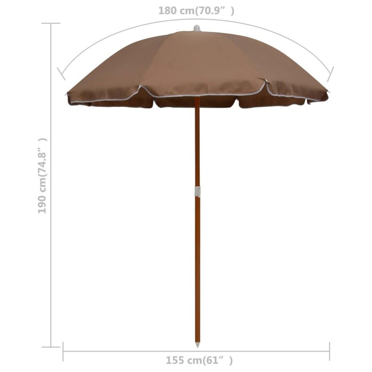 VIDAXL Parasol de jardin avec mat en acier 180 cm taupe