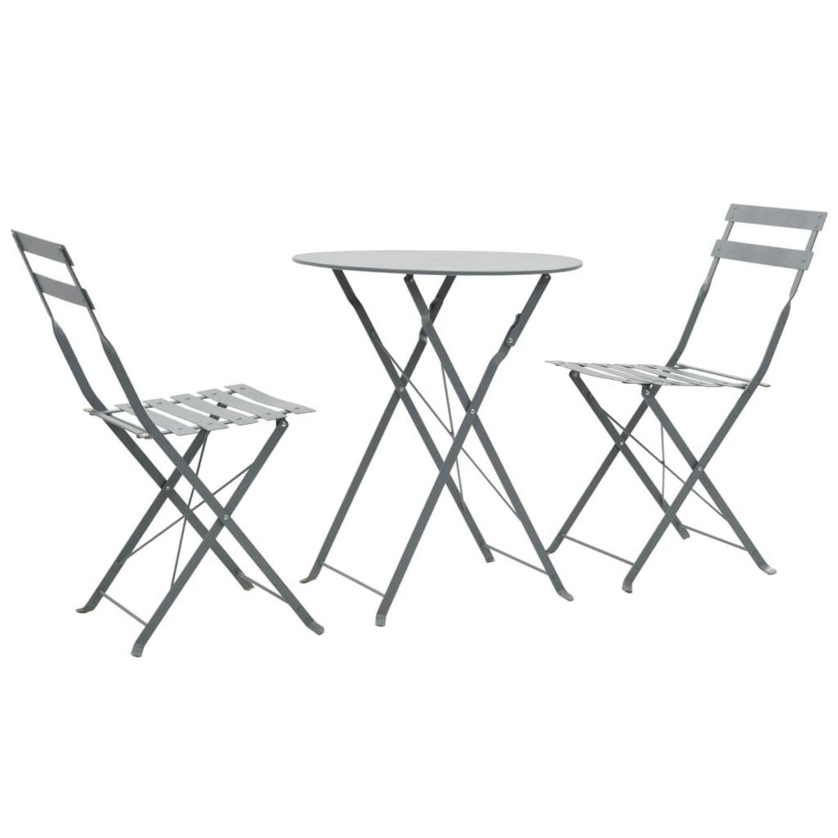 VIDAXL Mobilier de bistro 3 pcs Acier Gris