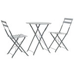 VIDAXL Mobilier de bistro 3 pcs Acier Gris