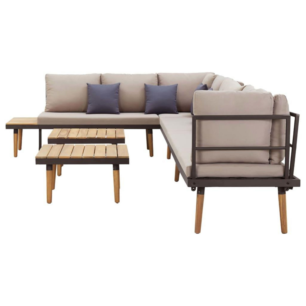 VIDAXL Salon de jardin a 8 places avec coussins Bois d'acacia solide