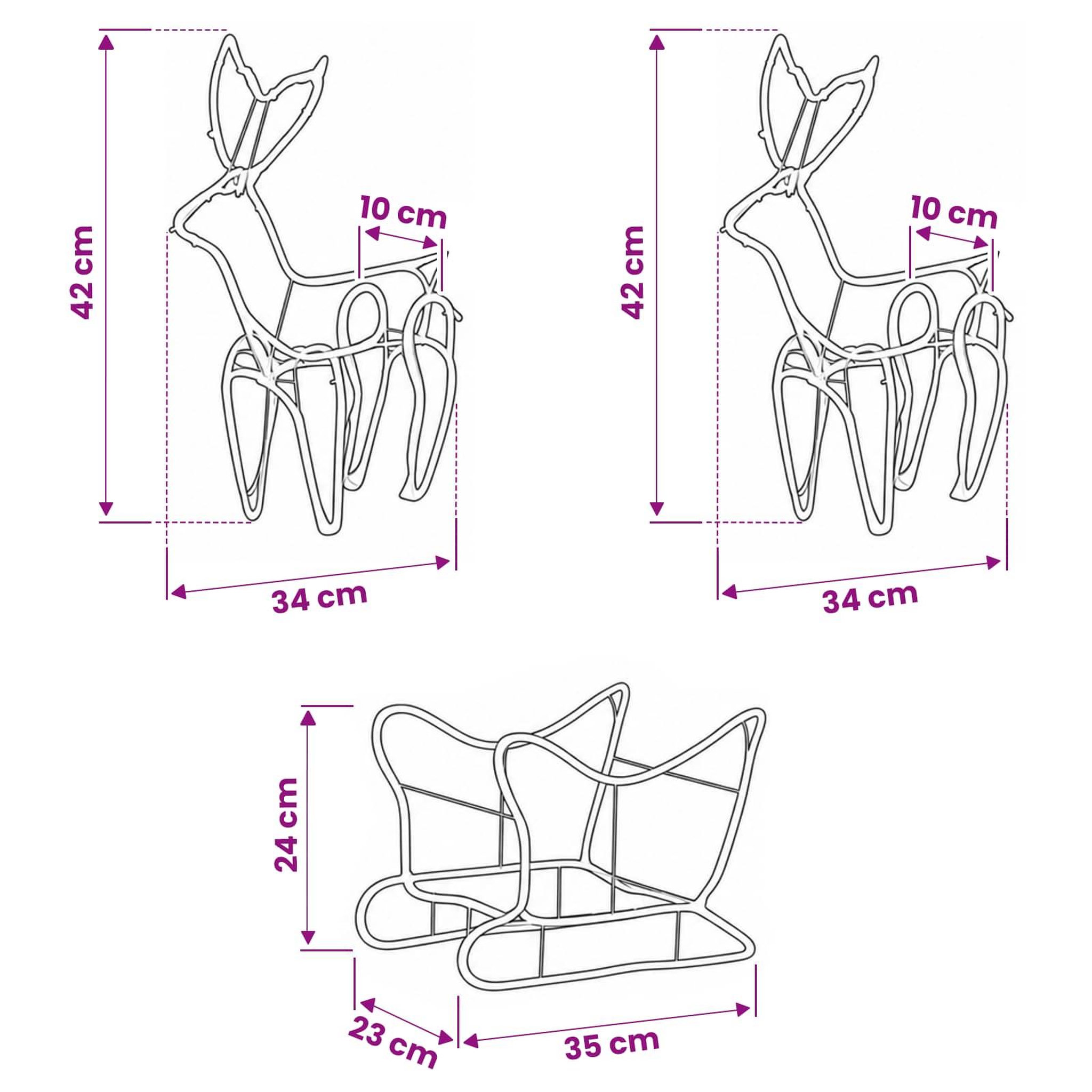 Voir la diapositive 3 : VIDAXL Decoration de Noël en renne et traîneau LOVIISA 240 LED