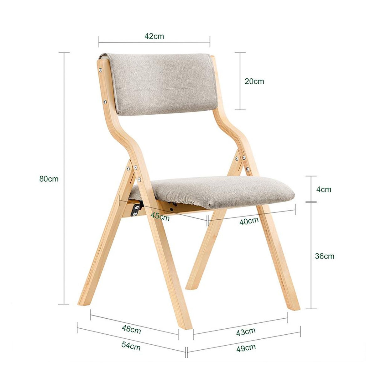 SOBUY Chaise Pliante Salle à Manger Gris clair 48x42x80cm FST40-HGX2