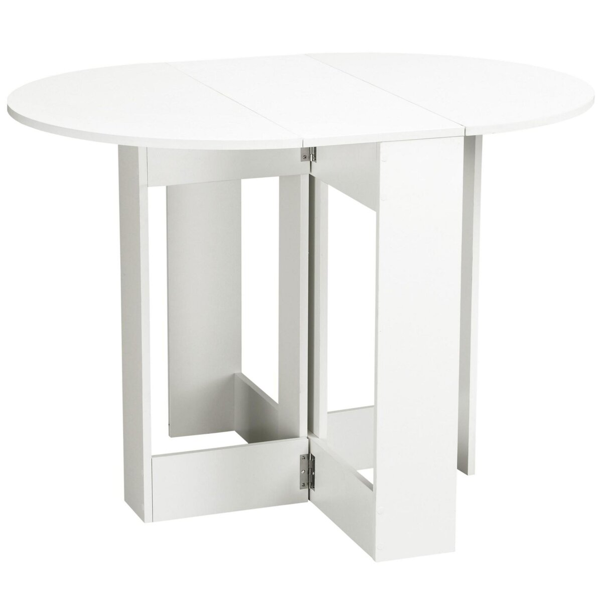 HOMCOM Table pliable de cuisine salle à manger 2 abattants - table ovale  extensible - panneaux particules blanc pas cher 