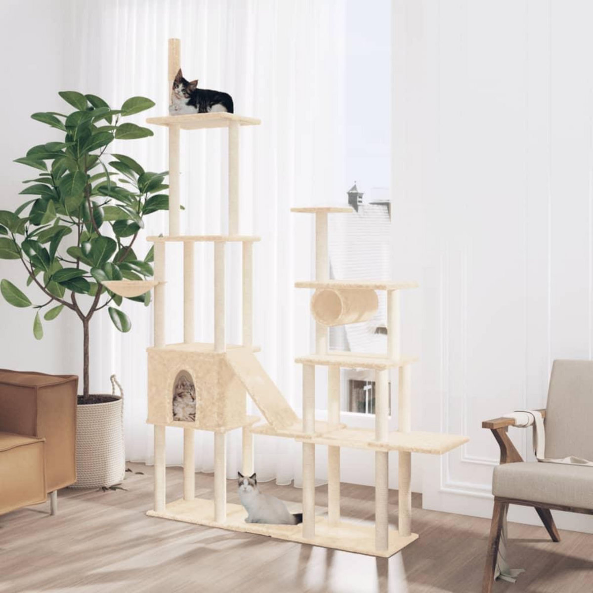 VIDAXL Arbre a chat avec griffoirs en sisal Creme 279 cm
