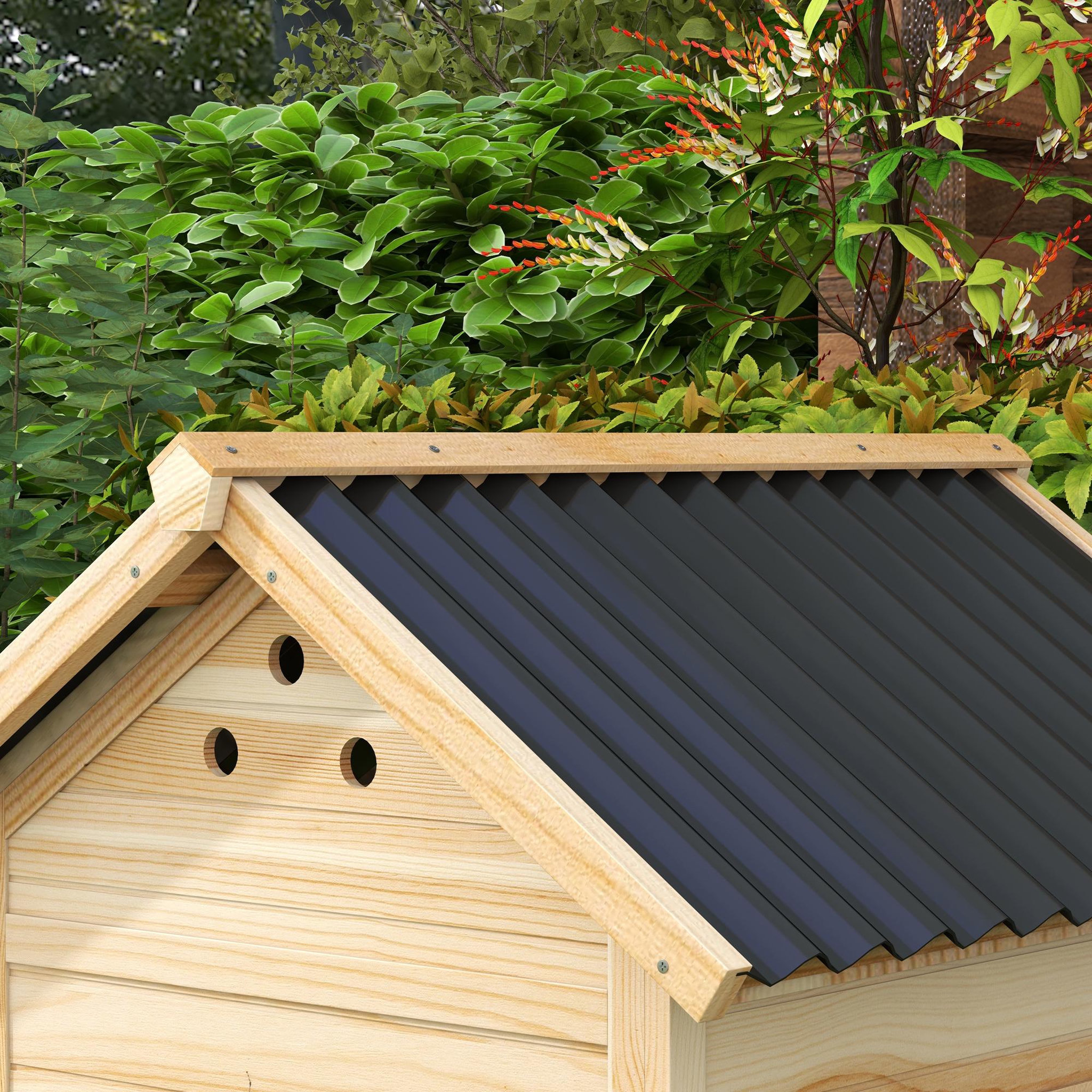 Voir la diapositive 4 : PAWHUT Nichoir canard design cottage toit ouvrant 2 portes verrouillables bois cèdre PVC noir