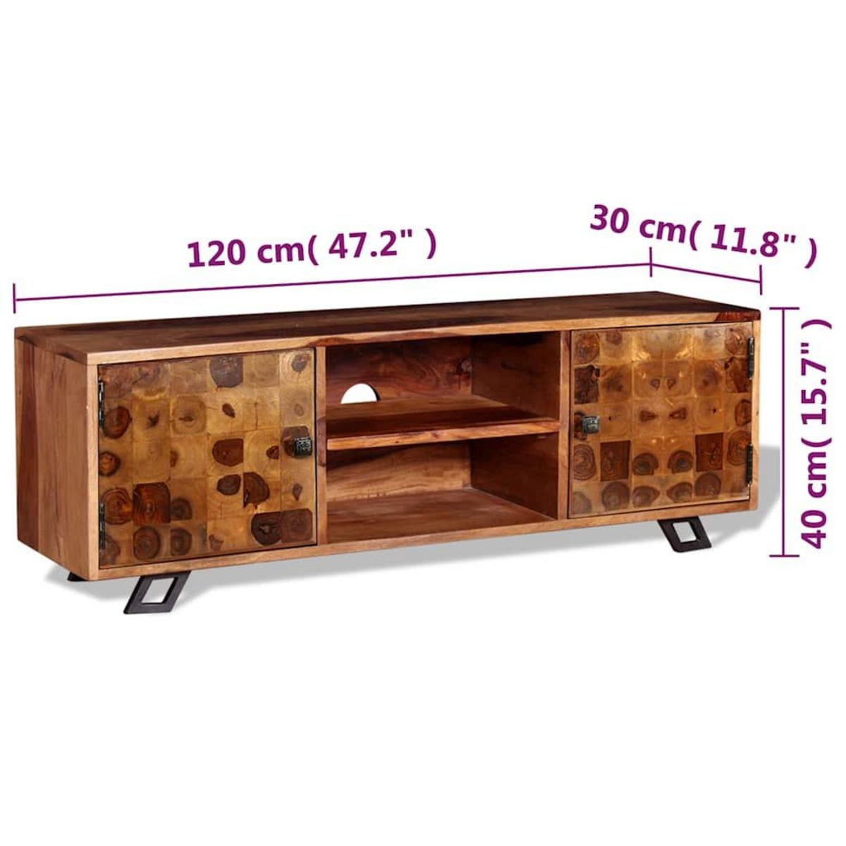 VIDAXL Meuble TV Bois massif 120x30x40 cm