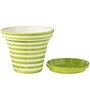 Voir la diapositive 2 : Paris Prix Pot Avec Soucoupe en Céramique  Granada Rayure  50cm Vert