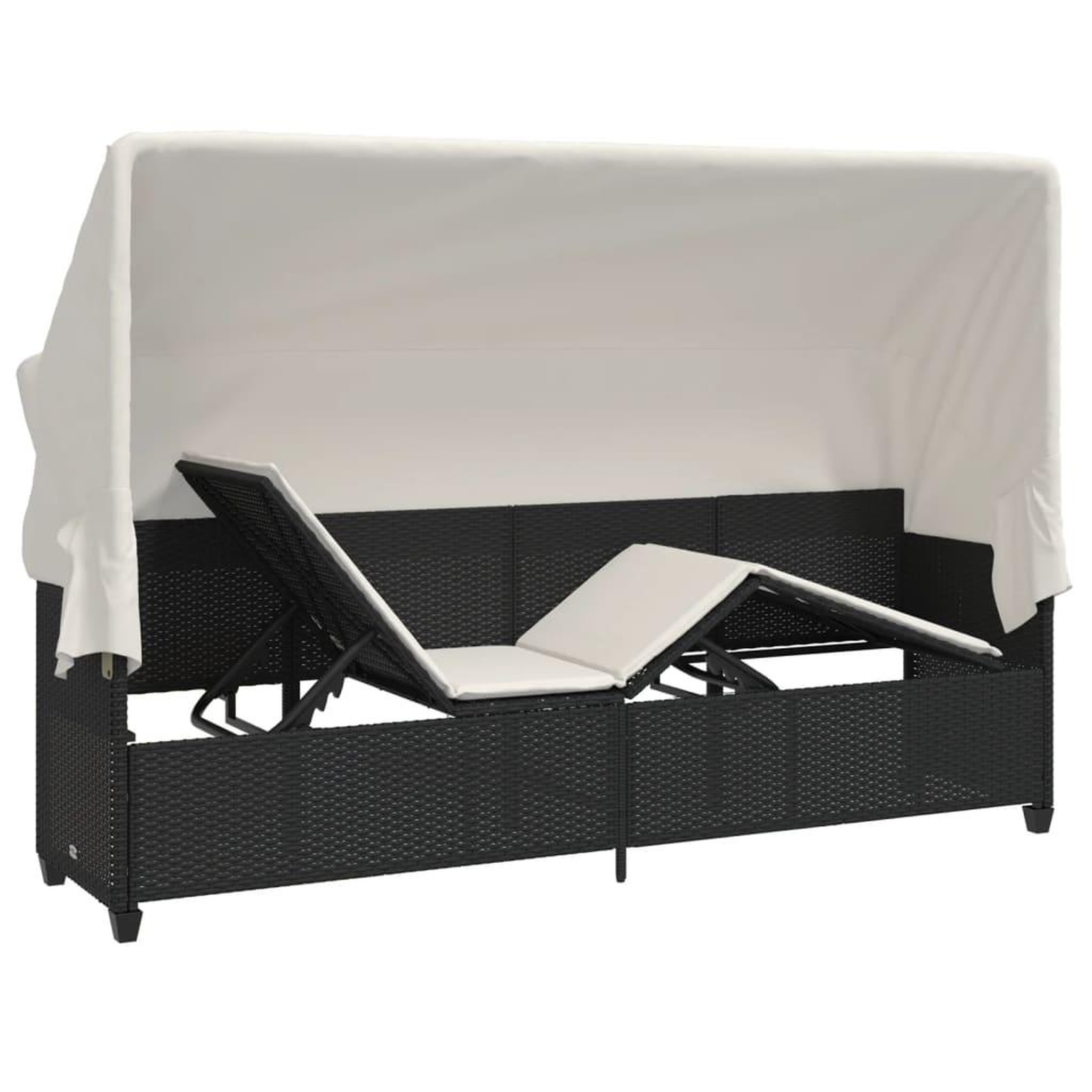 Voir la diapositive 5 : VIDAXL Chaise longue avec auvent et coussins noir resine tressee