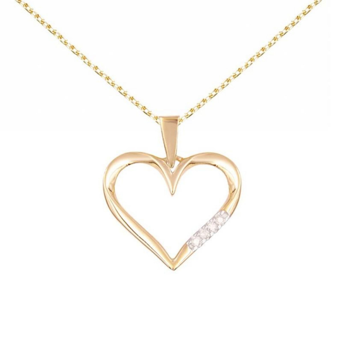 L'ATELIER D'AZUR Collier - Pendentif Or Jaune et Zirconiums - Motif Coeur - Chaine Dorée