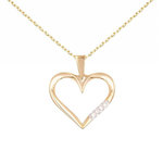 L'ATELIER D'AZUR Collier - Pendentif Or Jaune et Zirconiums - Motif Coeur - Chaine Dorée