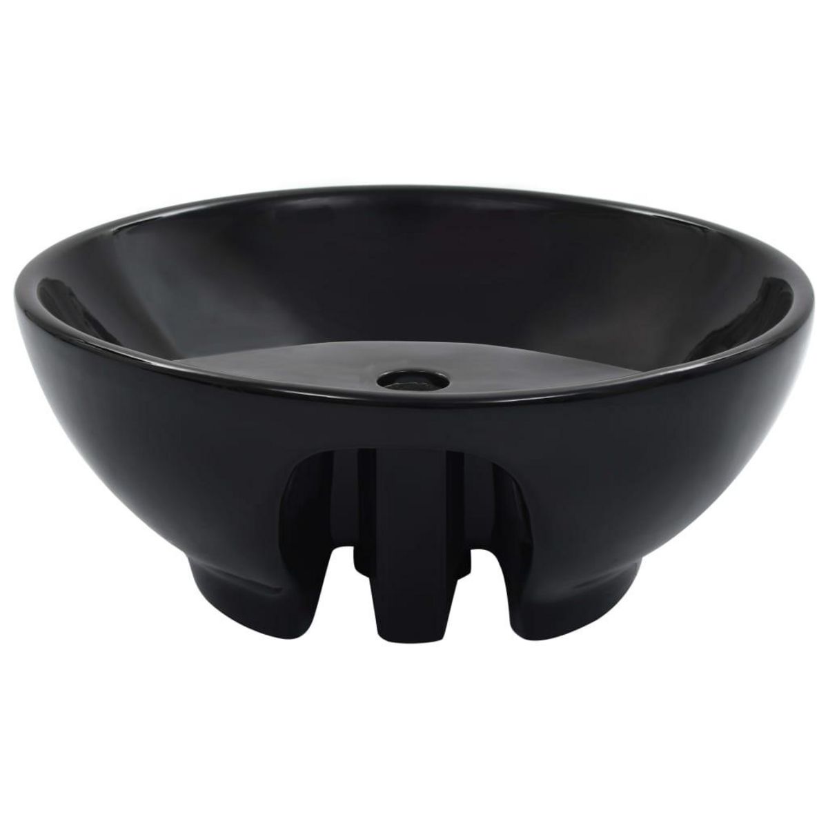 VIDAXL Lavabo avec trop-plein 46,5 x 18 cm Ceramique Noir