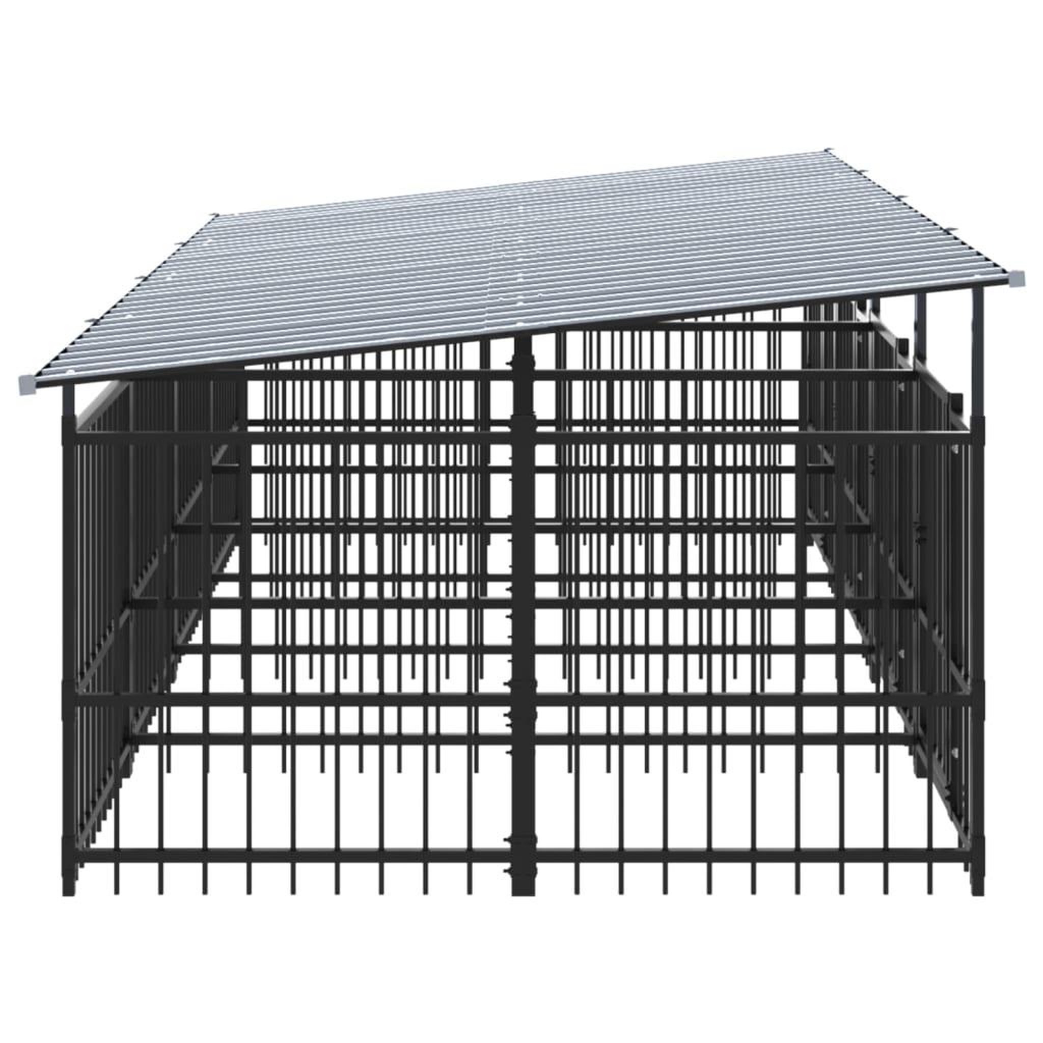 Voir la diapositive 4 : VIDAXL Chenil d'exterieur avec toit pour chiens Acier 7,51 m²