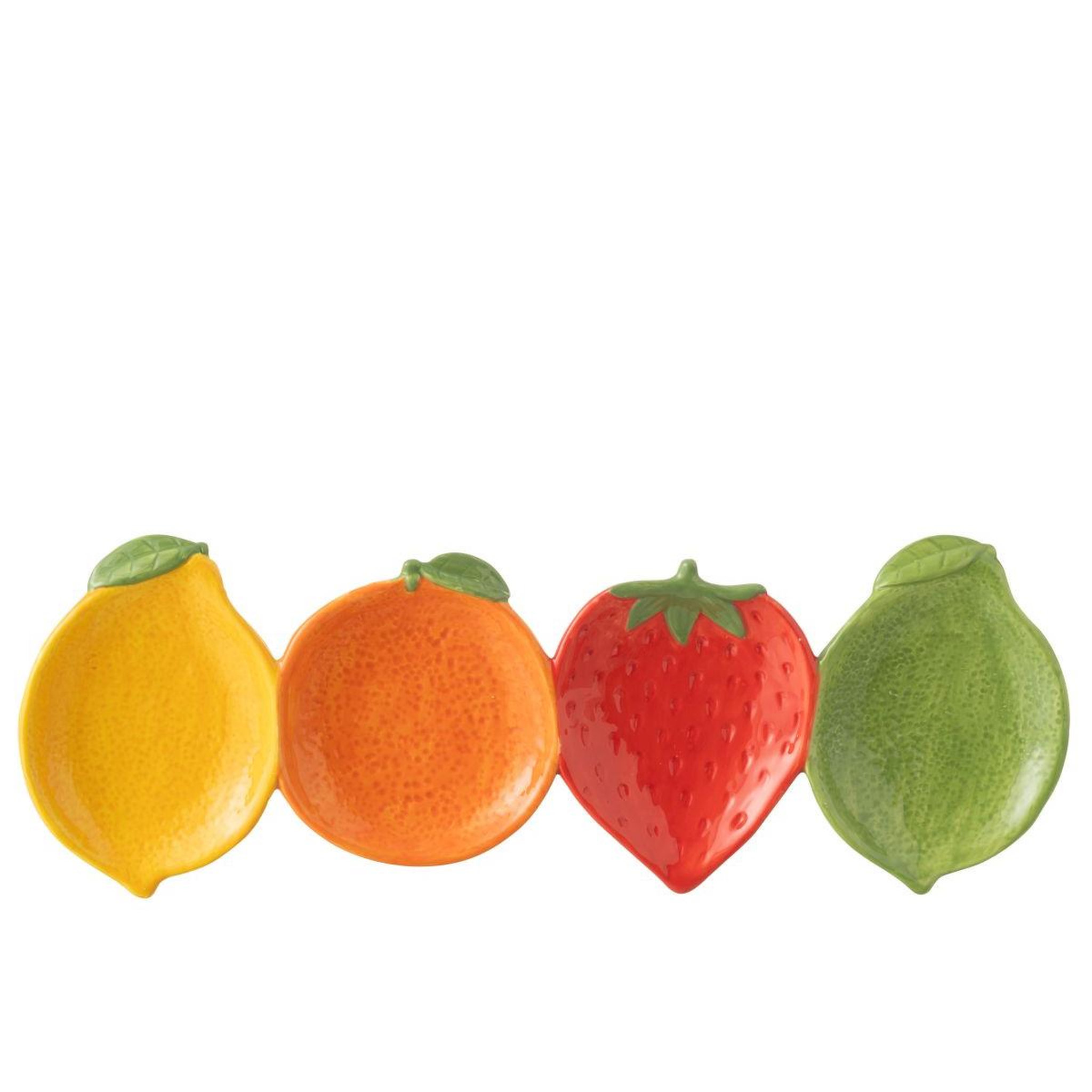 Voir la diapositive 2 : J-LINE Coupelle déco en dolomite  fruits  37cm multicolore