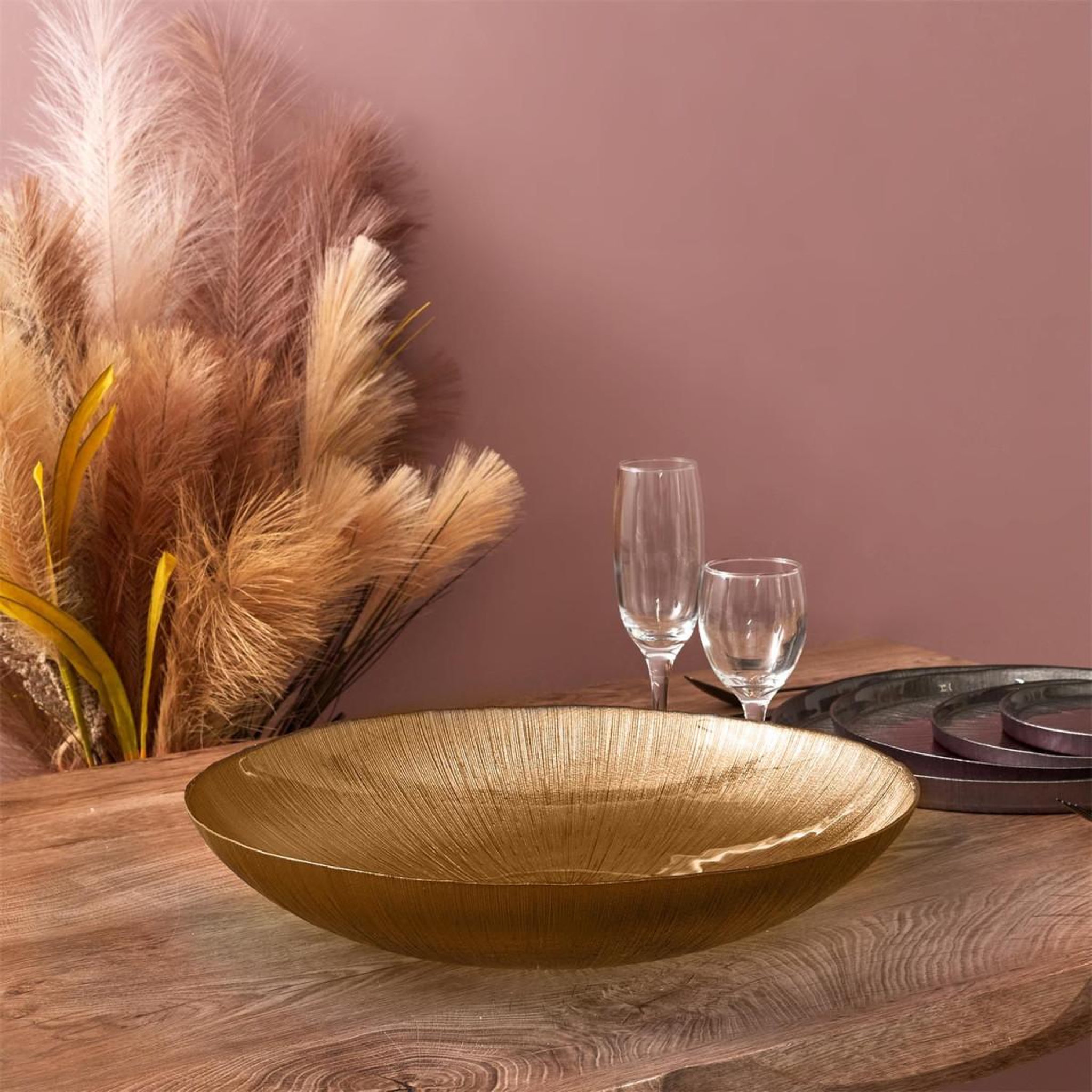 Voir la diapositive 2 : The Home Deco Factory Saladier de cuisine en verre  royal  30cm or